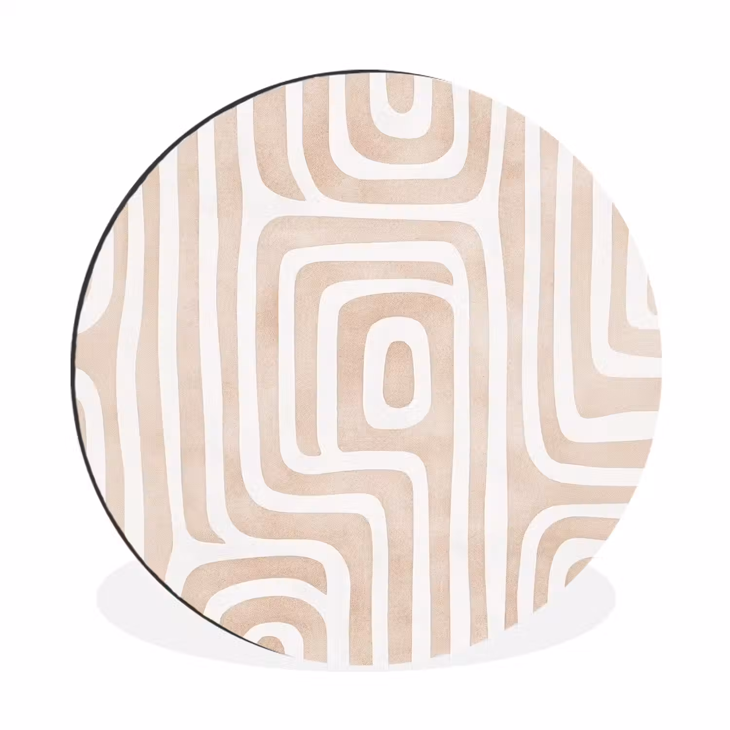 Decoratief - Labyrint - Beige Wandcirkel aluminium klein -3d