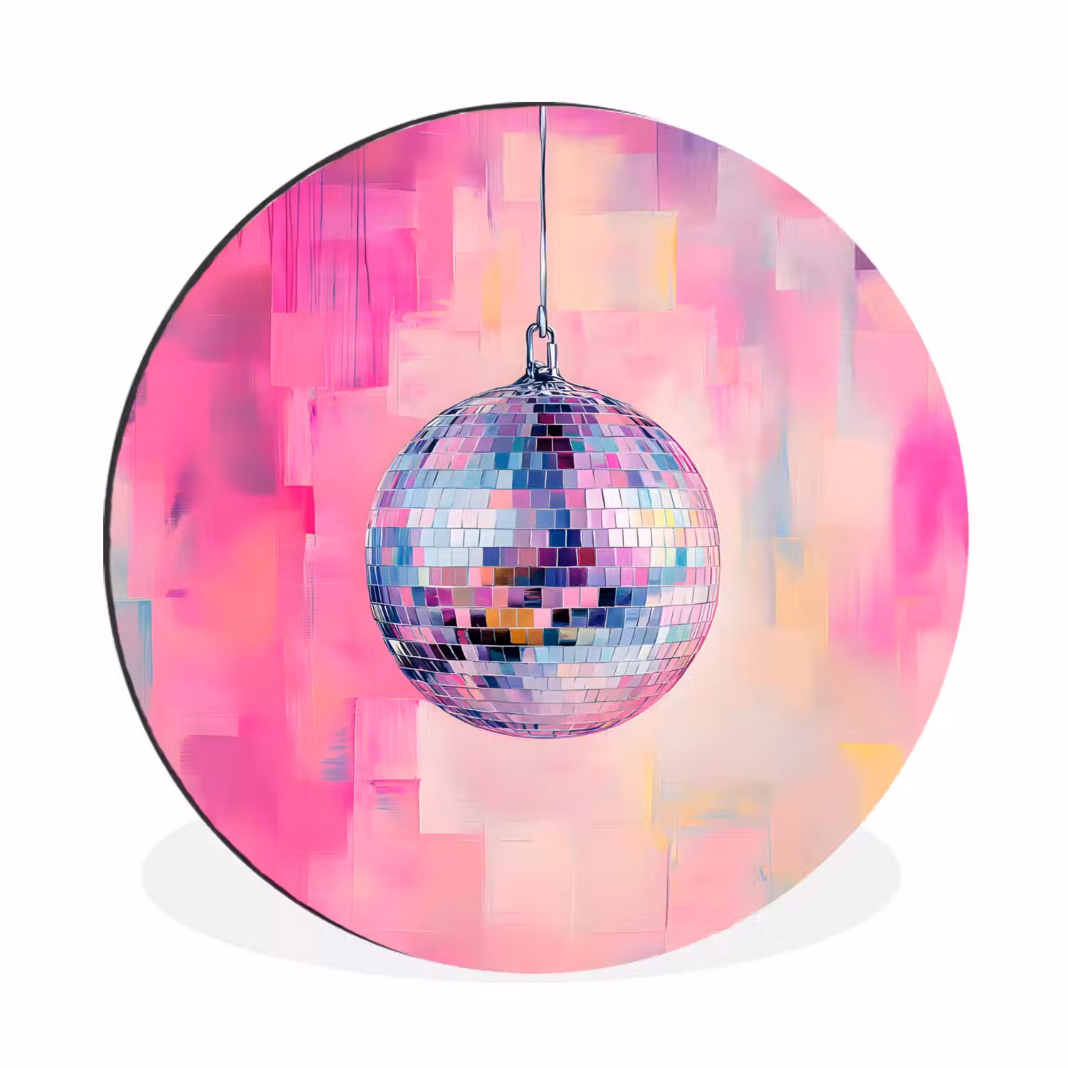 Discobal - Pink - Verf Wandcirkel aluminium klein -3d