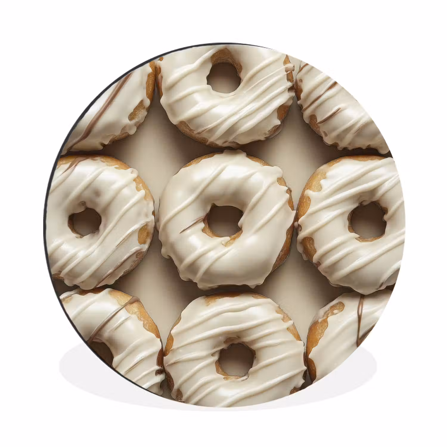Donuts - Chocolade - Wit - Beige Wandcirkel aluminium klein -3d