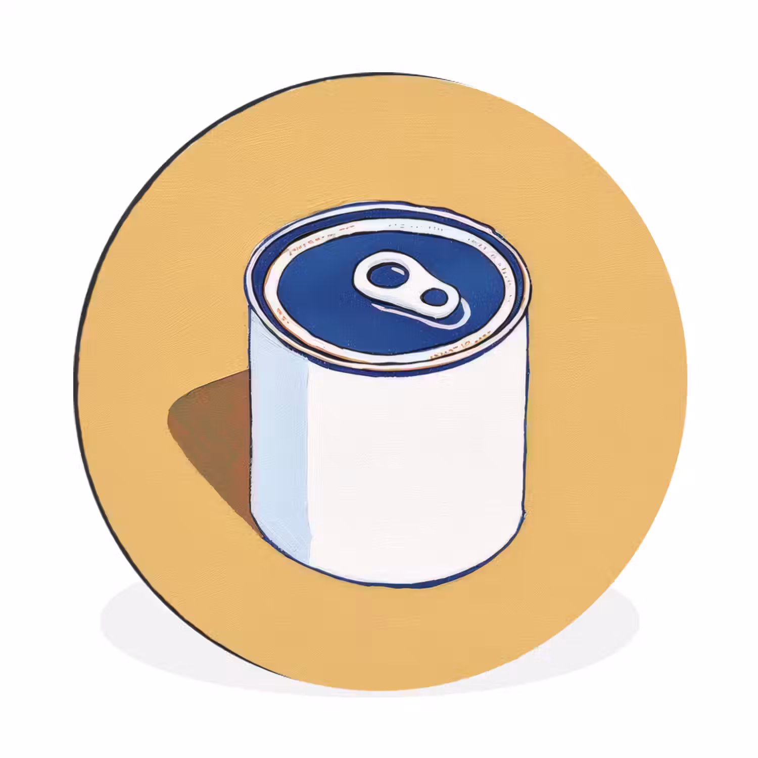 Blikje - Minimalistisch - Blauw - Illustratie Wandcirkel aluminium klein -3d