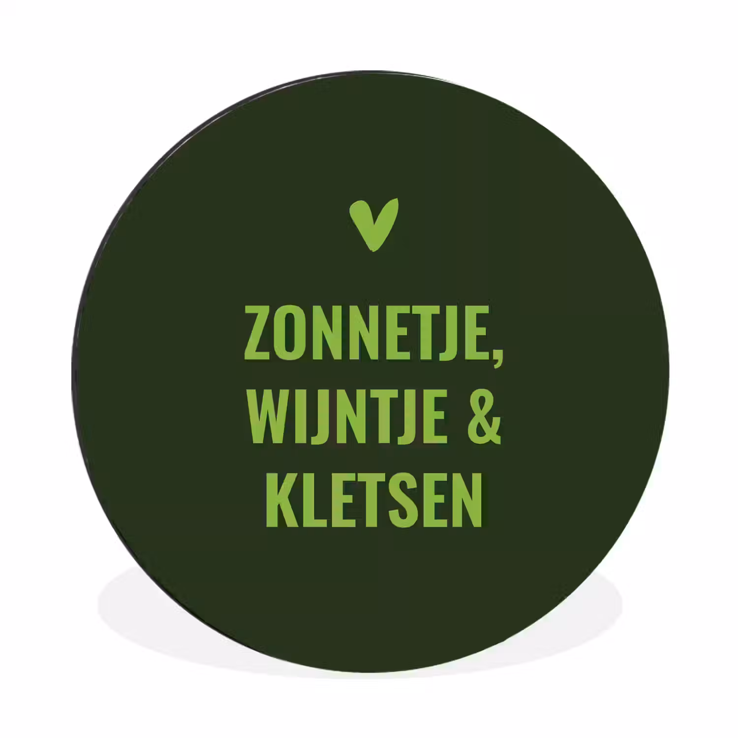 Donkergroen - Quote - Zon - Zomer Wandcirkel aluminium klein -3d