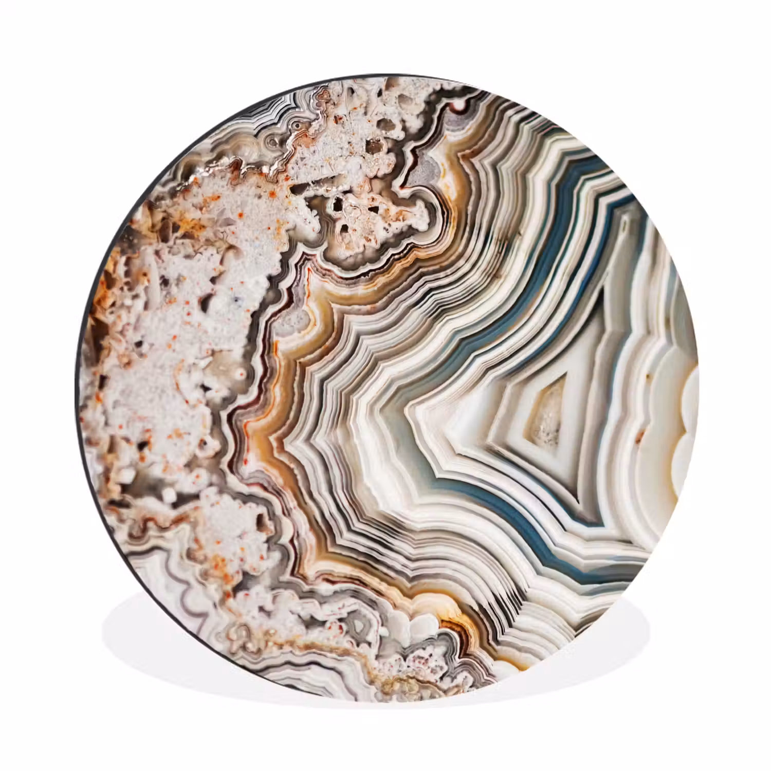 Edelsteen - Marmer - Natuur - Abstract Wandcirkel aluminium klein -3d