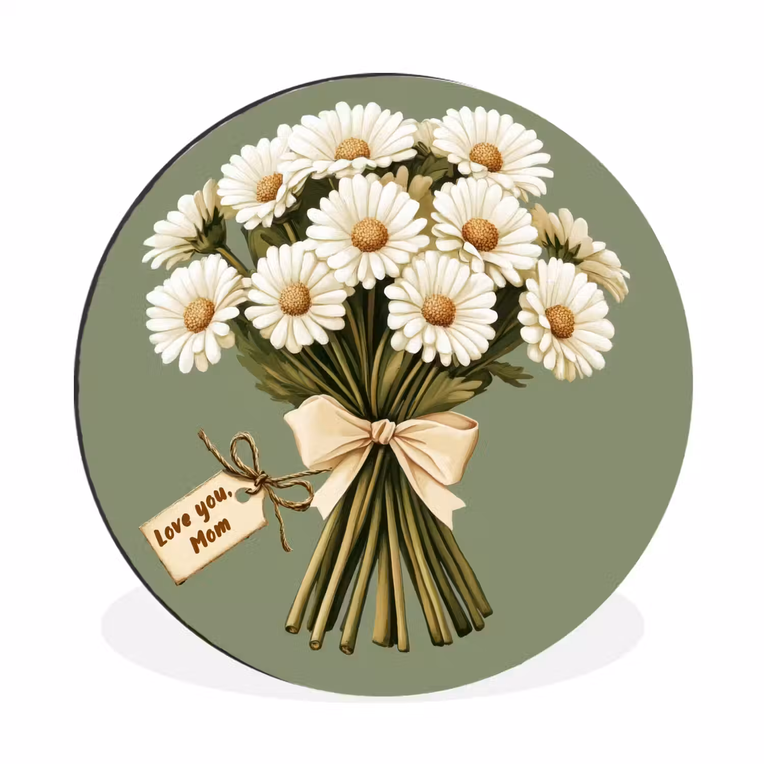 Lint - Boeket - Groen - Quote Wandcirkel aluminium klein -3d