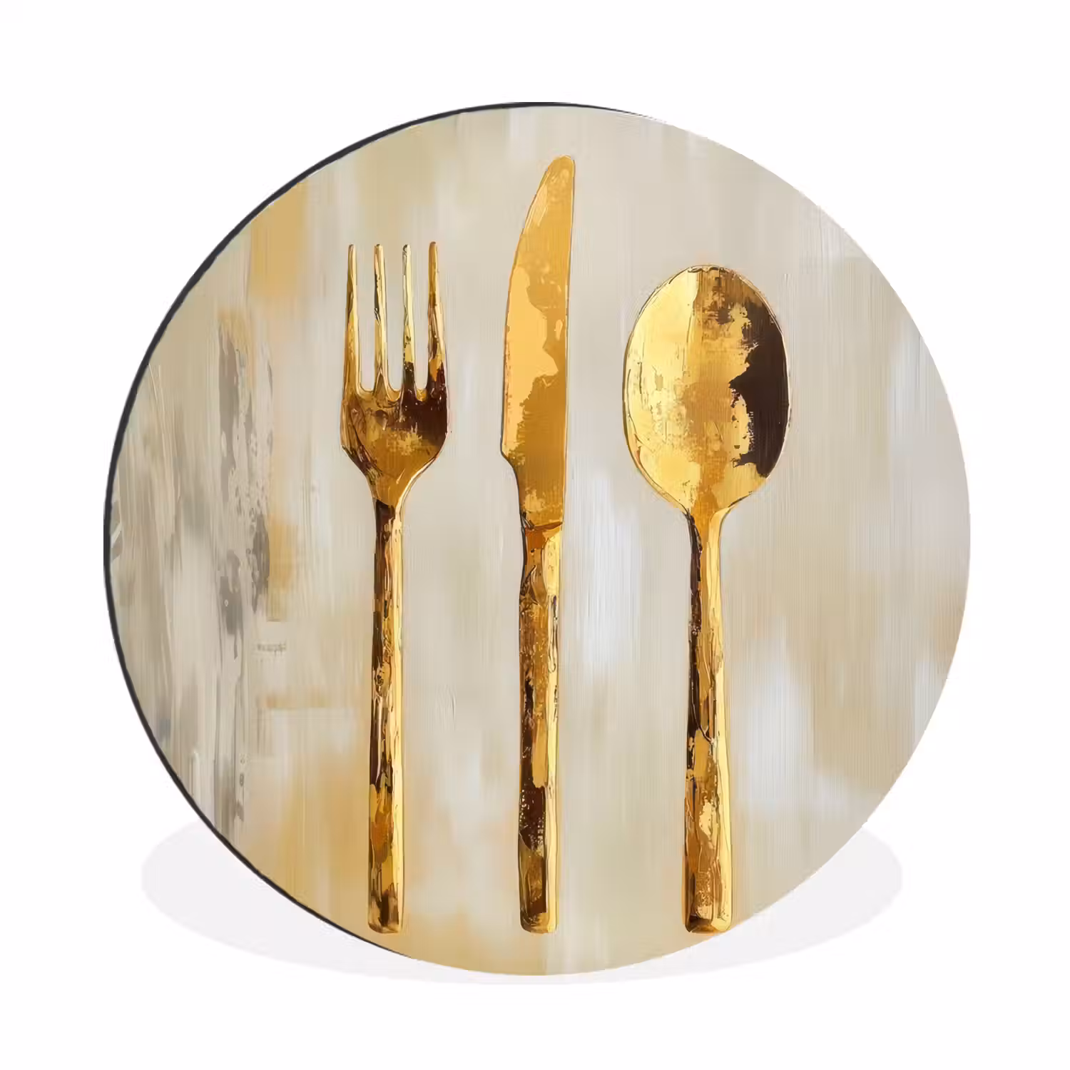 Verf - Goud - Bestek Wandcirkel aluminium klein -3d