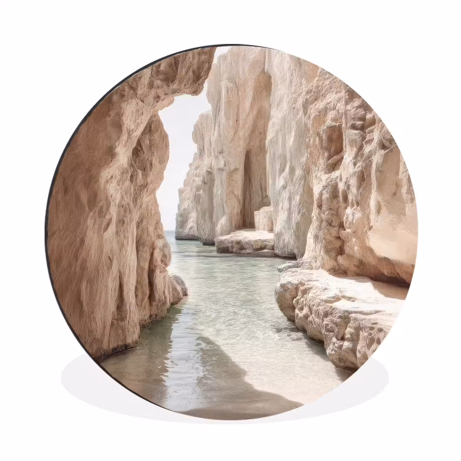 Rotsen - Zee - Zand - Kloof Wandcirkel aluminium klein -3d