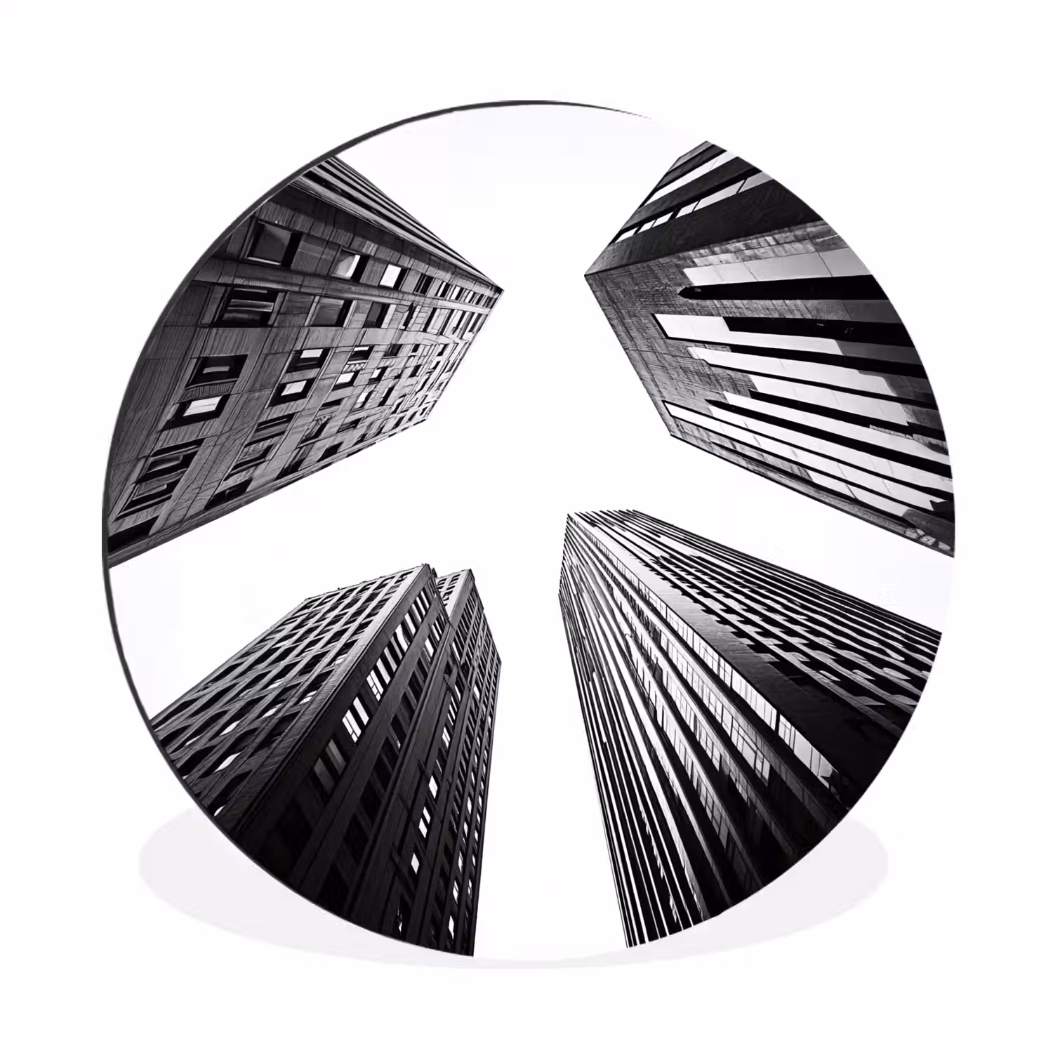 Gebouwen - Lucht - Zwart Wandcirkel aluminium klein -3d