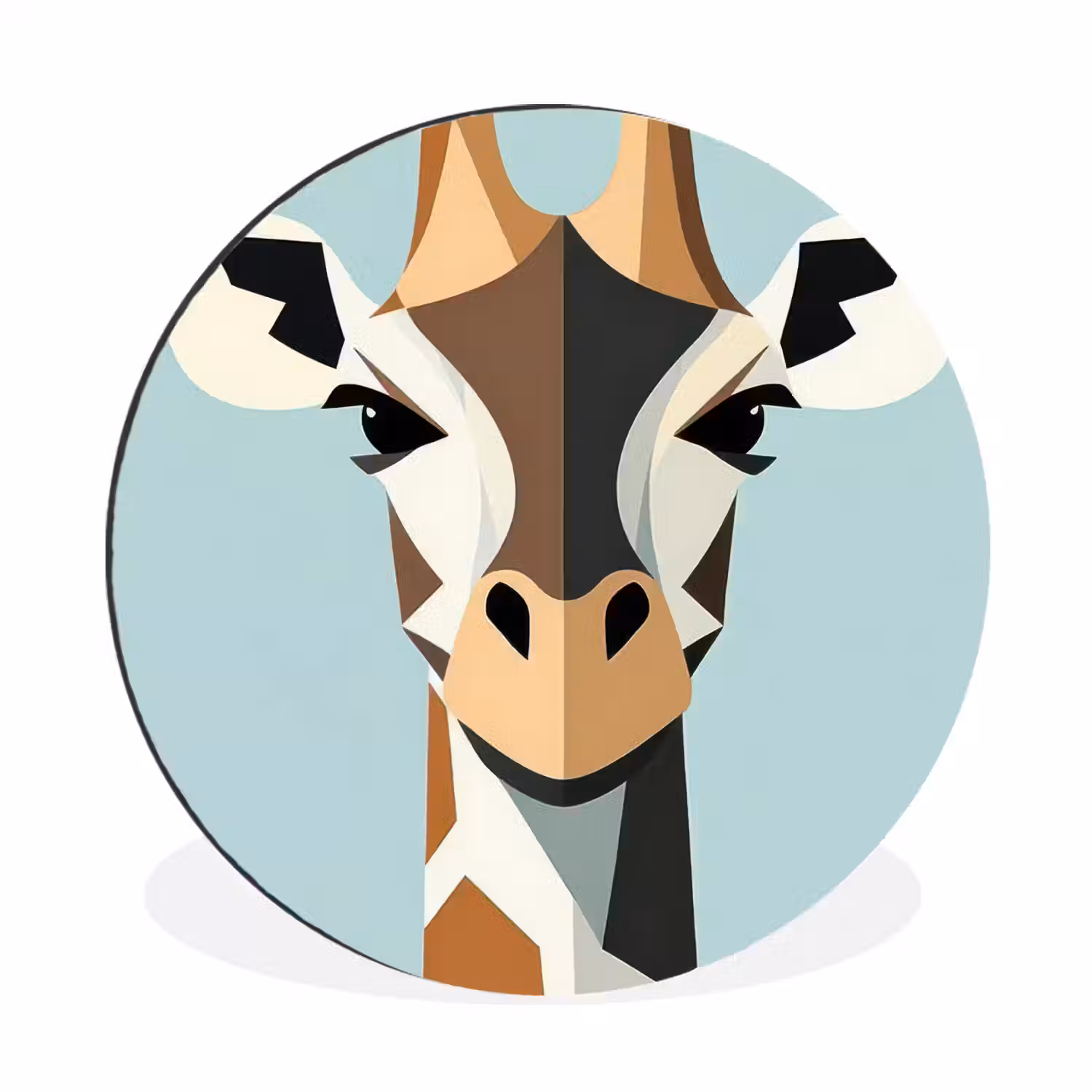 Giraffe - Illustratie - Bruin - Minimalistisch Wandcirkel aluminium klein -3d