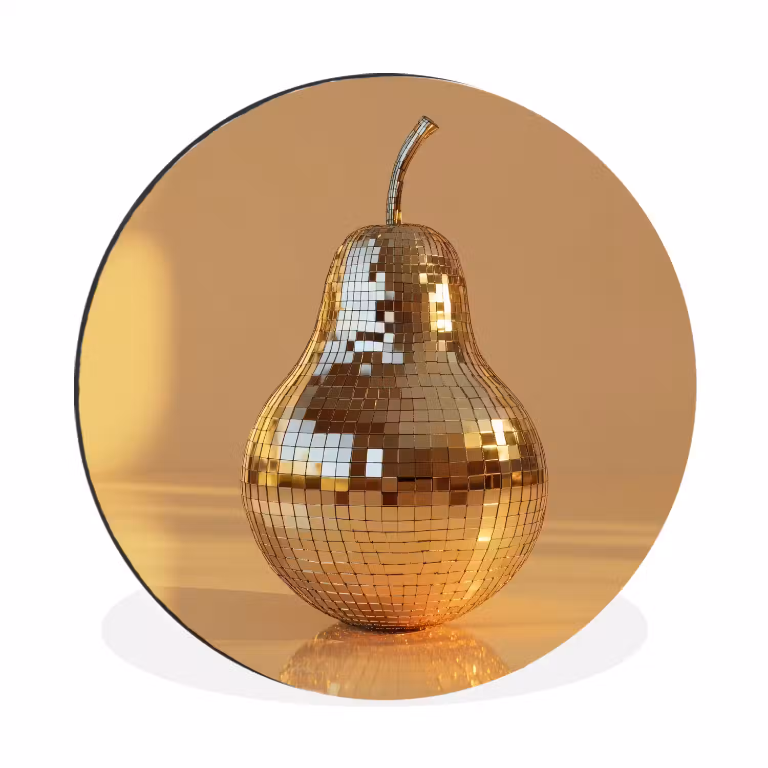 Goud - Disco - Glitter - Peer Wandcirkel aluminium klein -3d