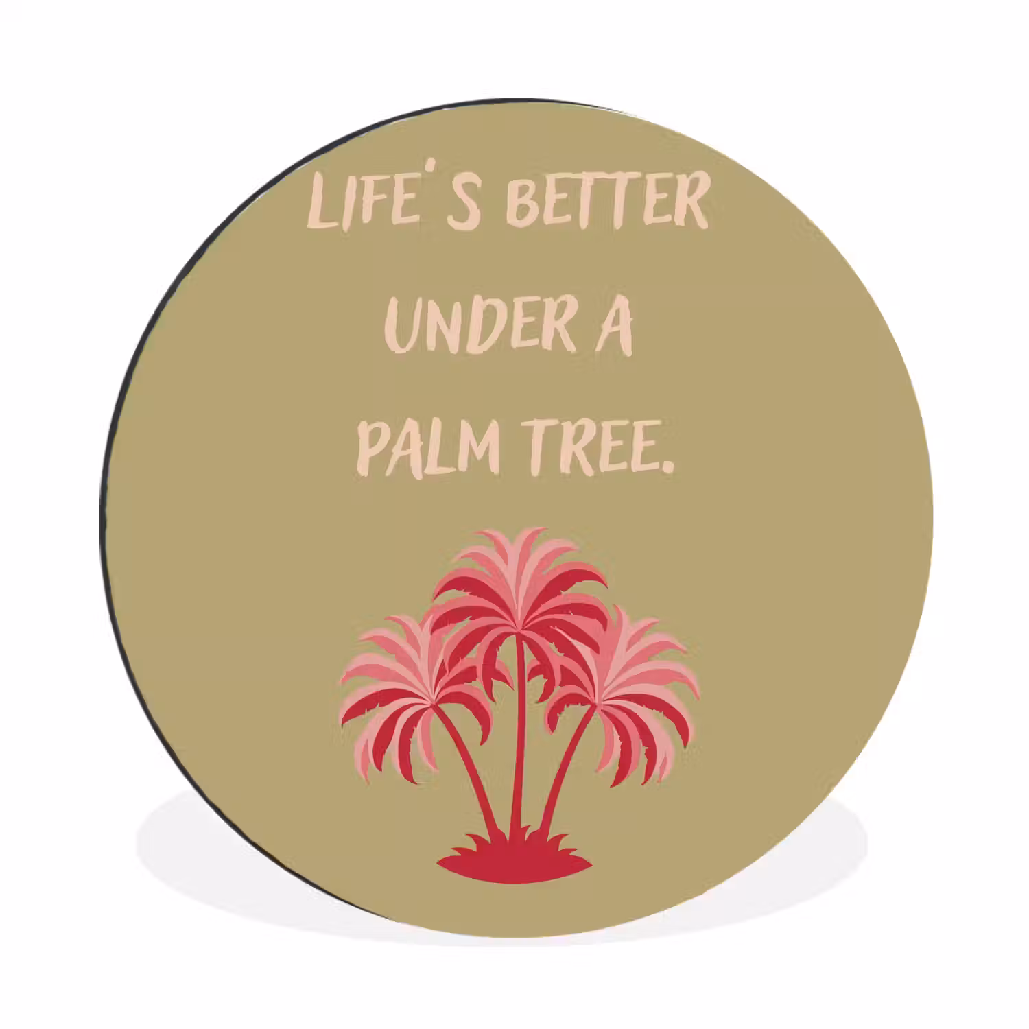 Groen - Zomer - Quote - Palmboom Wandcirkel aluminium klein -3d