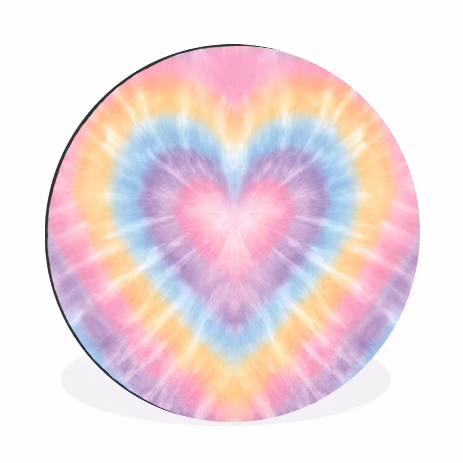 Hartvorm - Pastelkleuren - Tie Dye Wandcirkel aluminium klein -3d