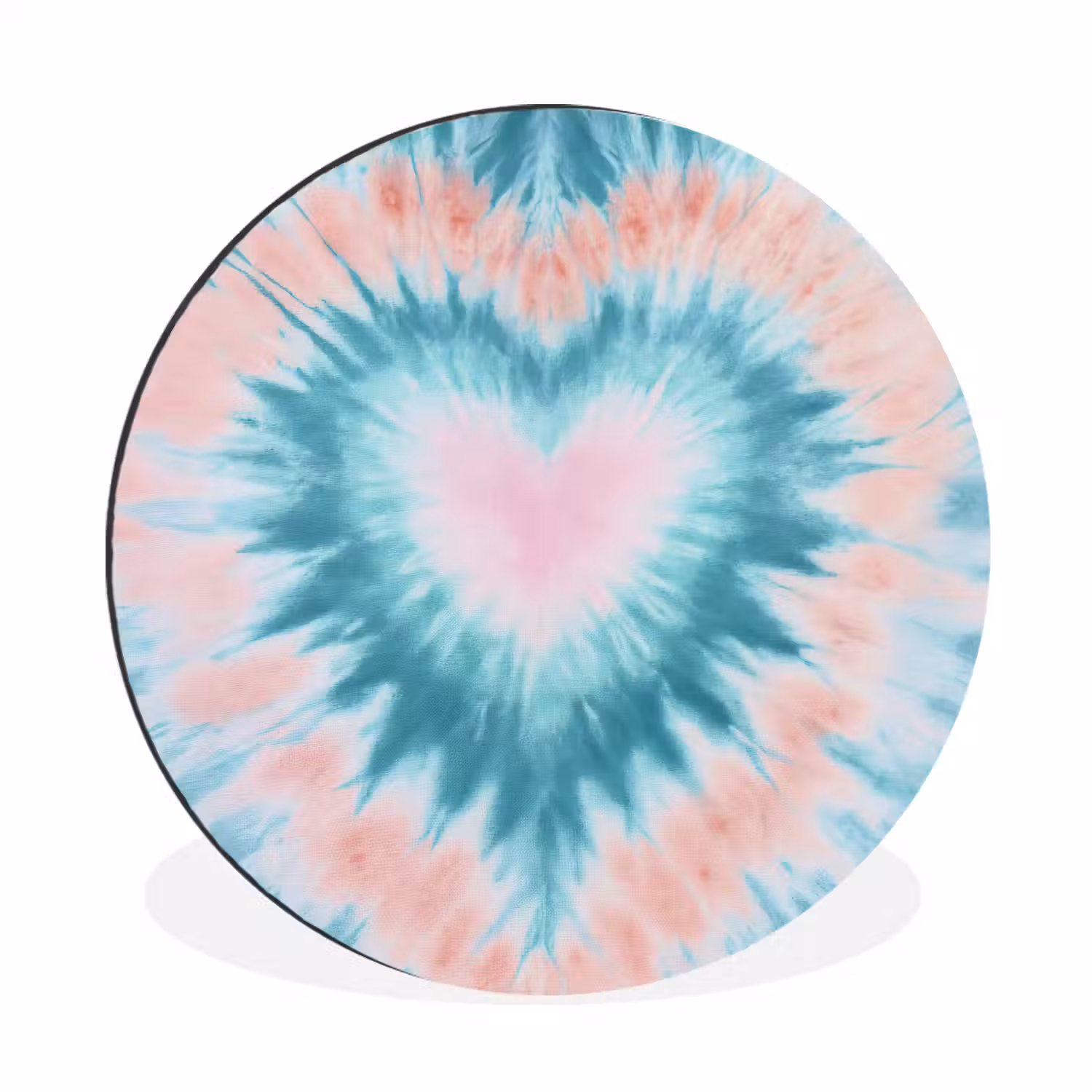 Hartvormig - Tie dye - Pasteltinten - Lichtgroen Wandcirkel aluminium klein -3d