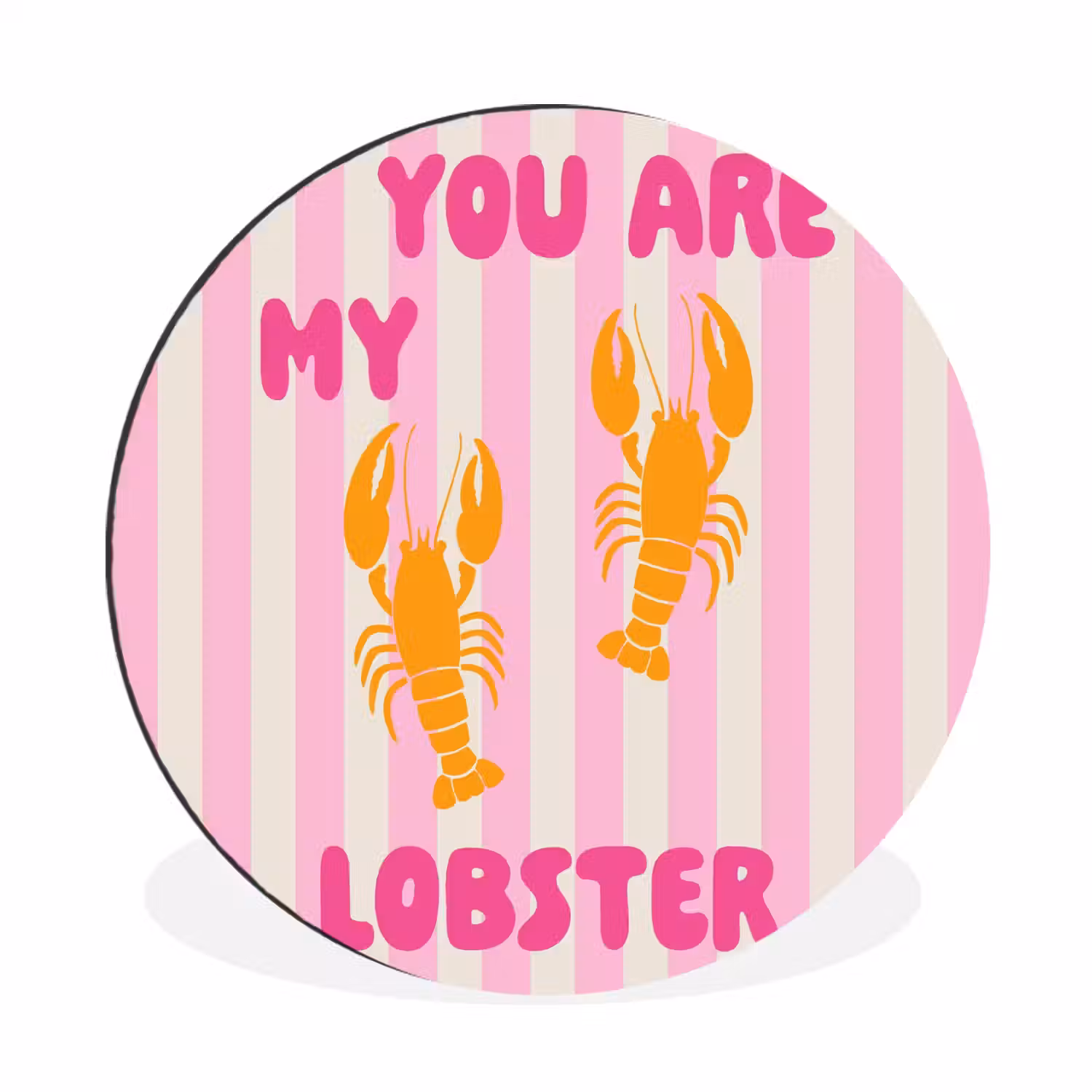 Lobster - Love - Valentijn Wandcirkel aluminium klein -3d