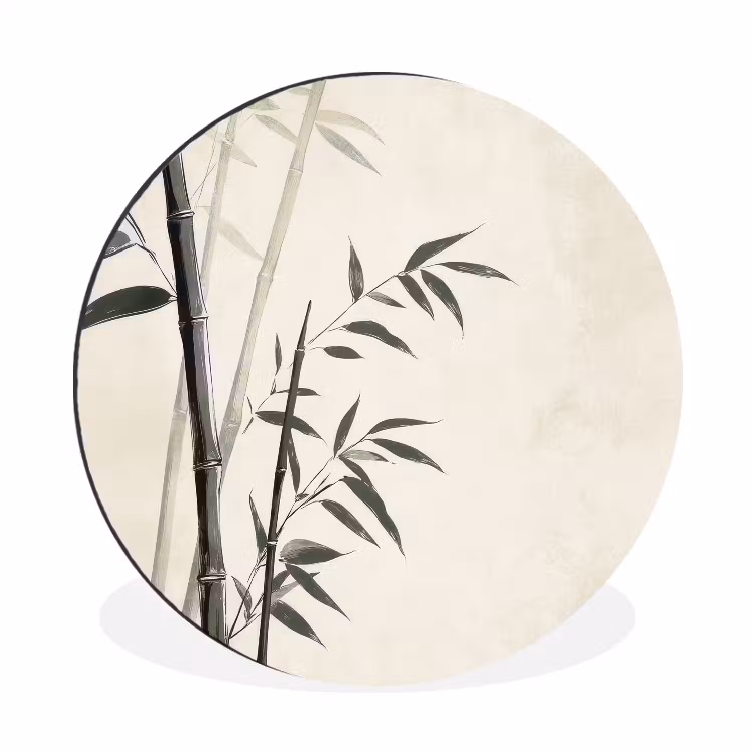 Japandi - Bamboe - Beige Wandcirkel aluminium klein -3d