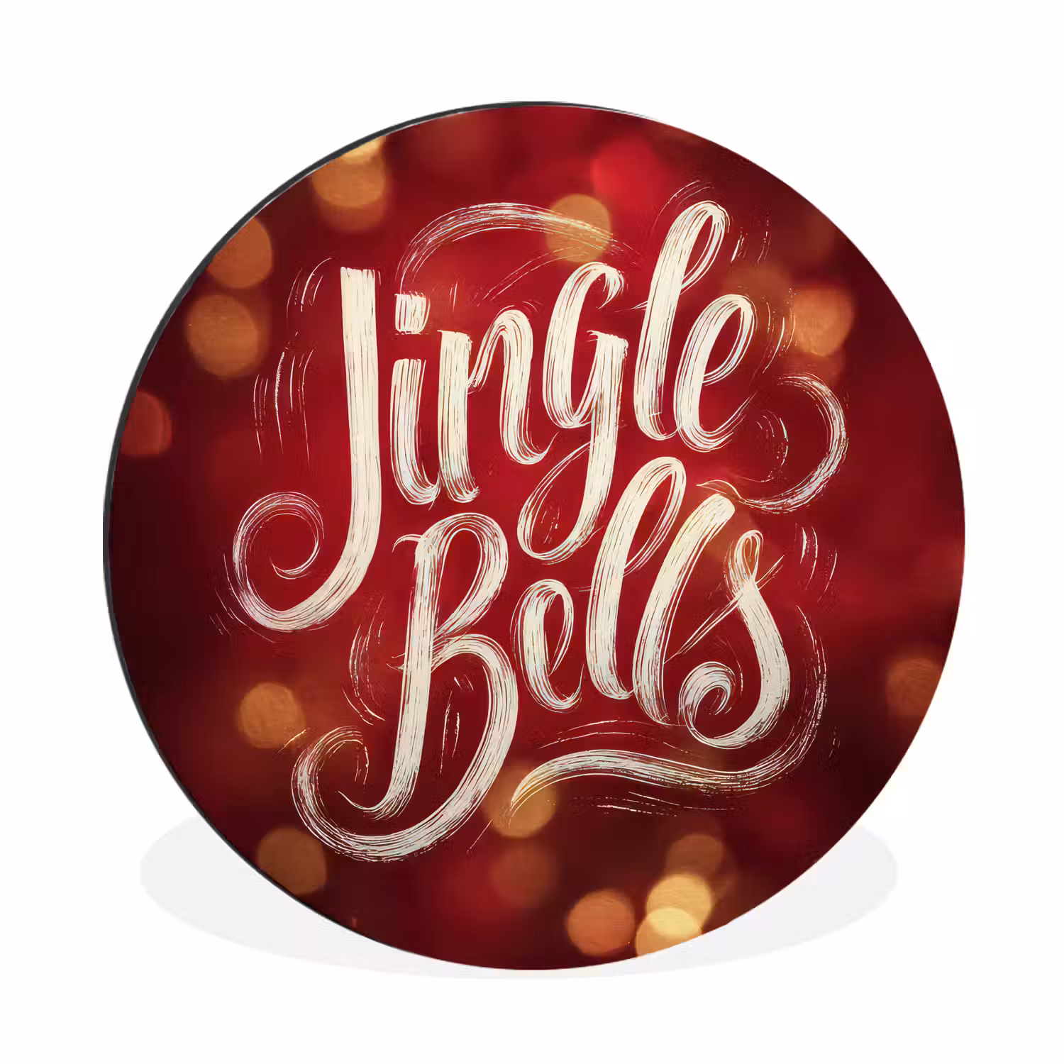 Jingle - Bells - Kerst - Rood Wandcirkel aluminium klein -3d