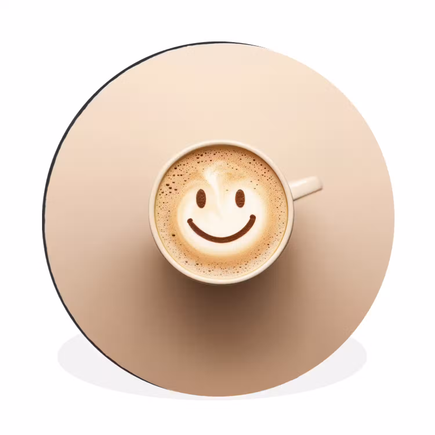 Koffie - Melkschuim - Lach - Beige Wandcirkel aluminium klein -3d