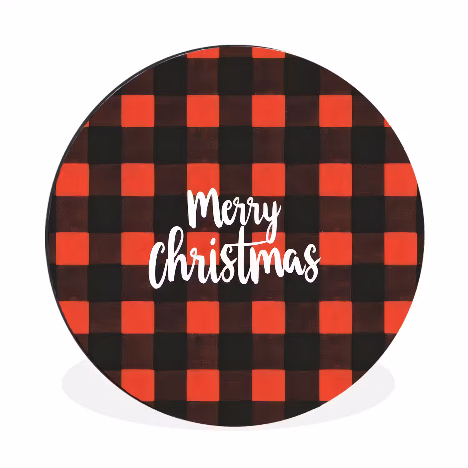 Geruit - Rood - Tekst - Christmas Wandcirkel aluminium klein -3d