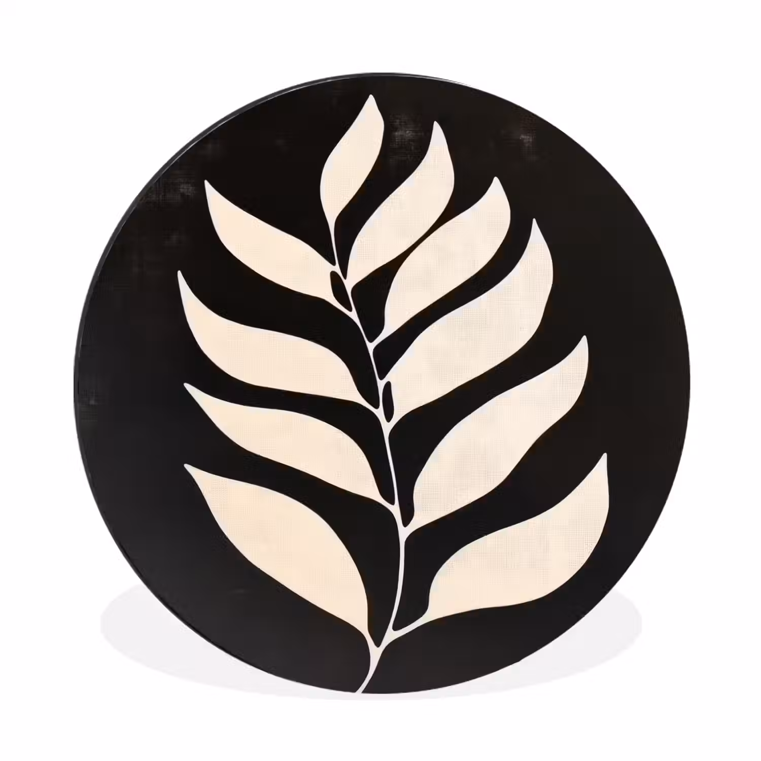 Blad - Wit - Minimalistisch Wandcirkel aluminium klein -3d