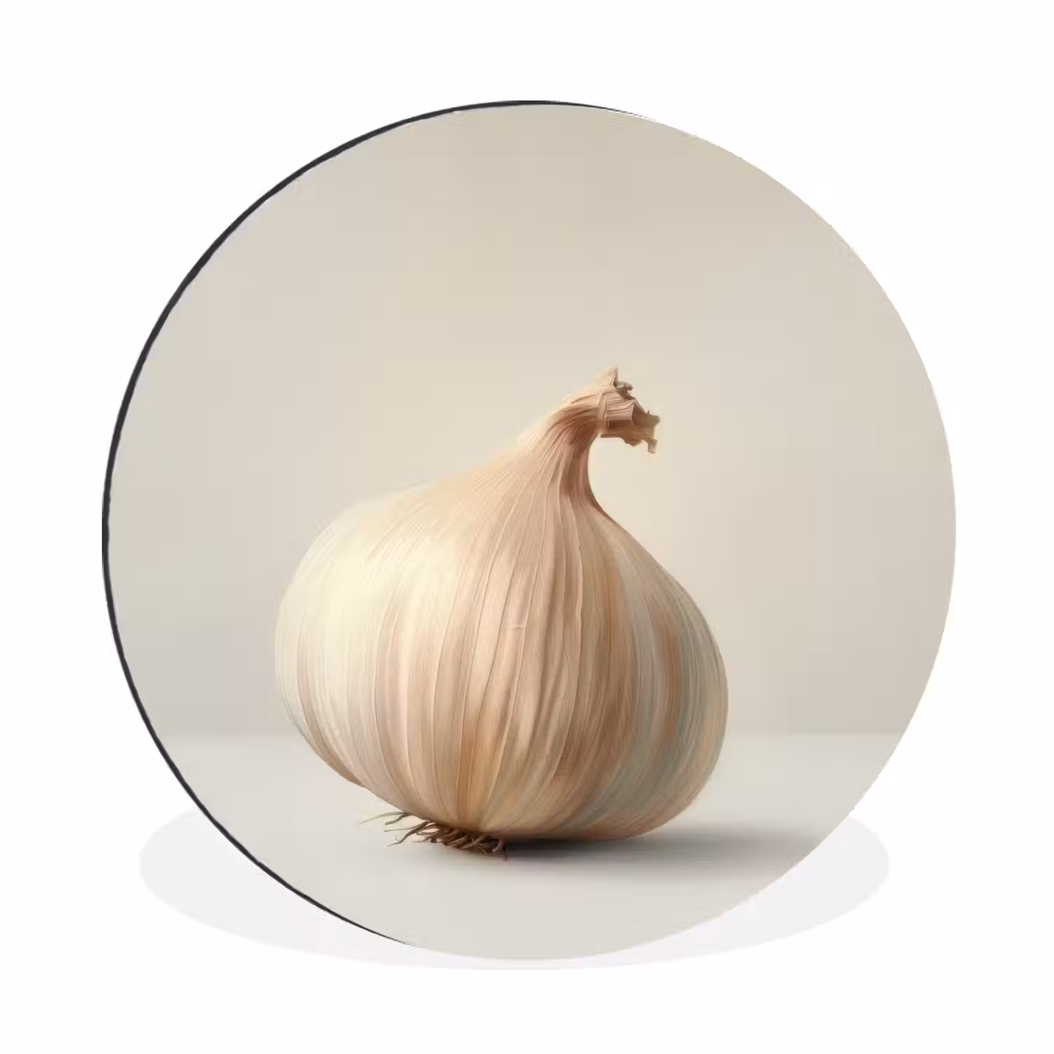 Knoflook - Natuurlijk - Beige Wandcirkel aluminium klein -3d