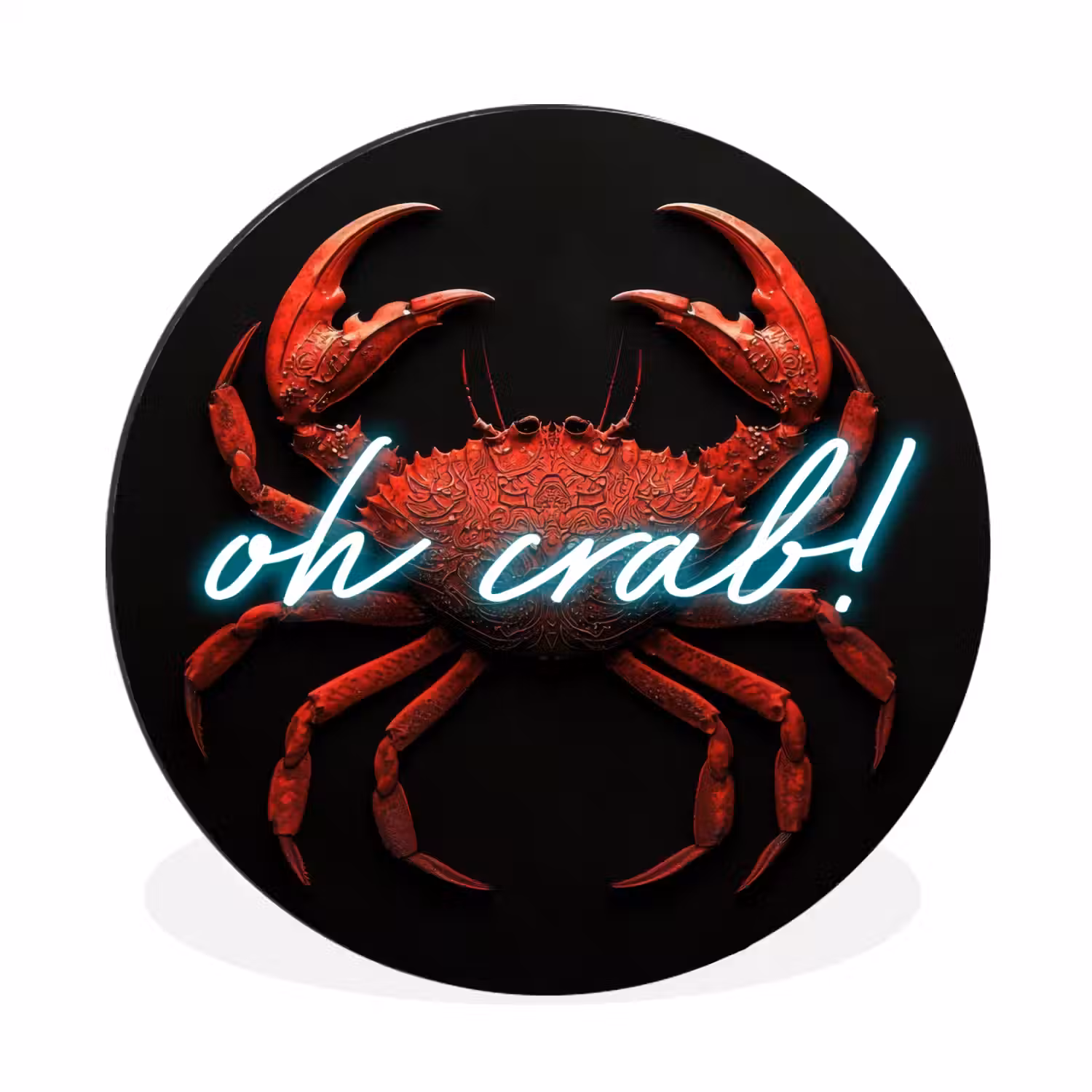 Krab - Rood - Neon - Quote Wandcirkel aluminium klein -3d