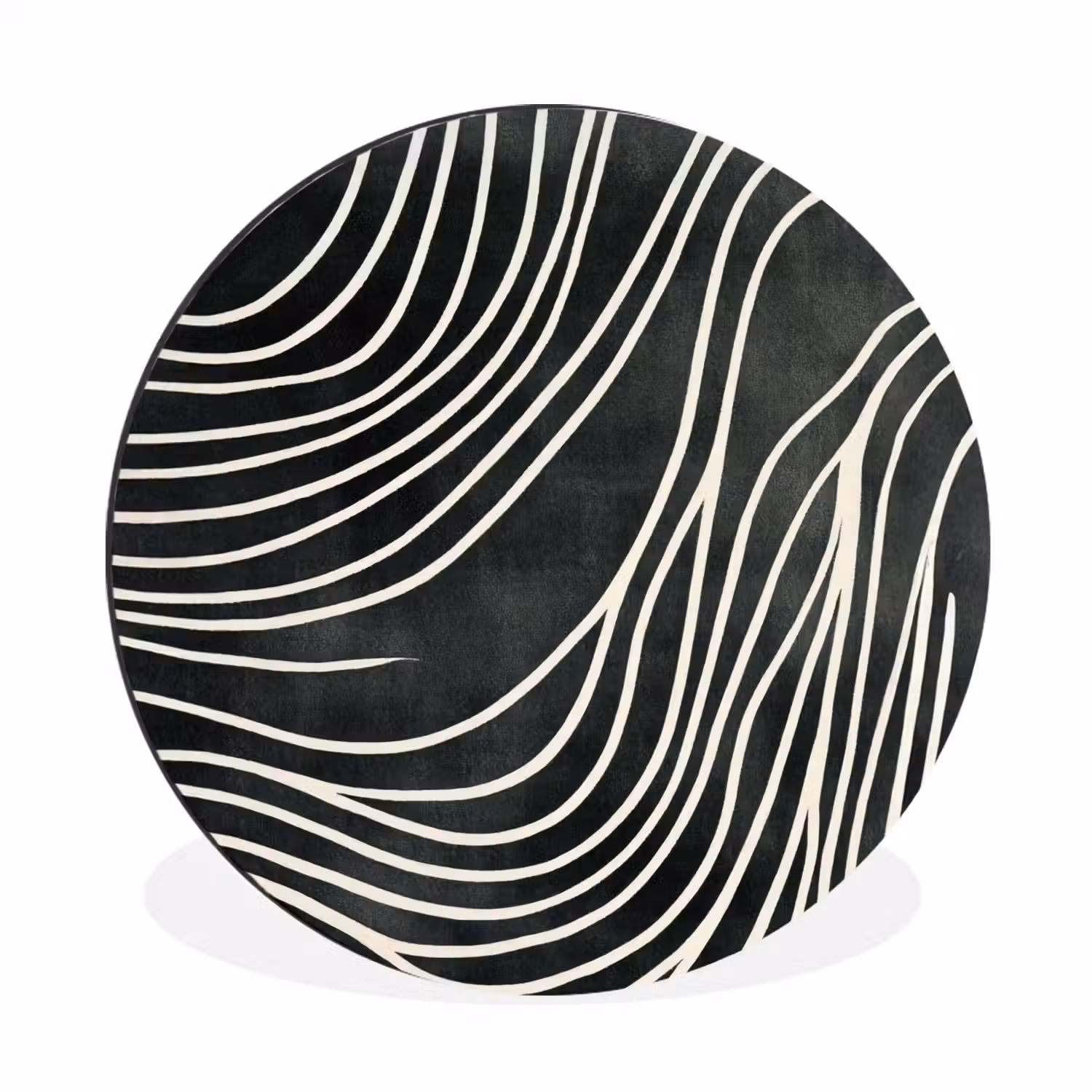 Lijnen - Patroon - Abstract - Wit Wandcirkel aluminium klein -3d