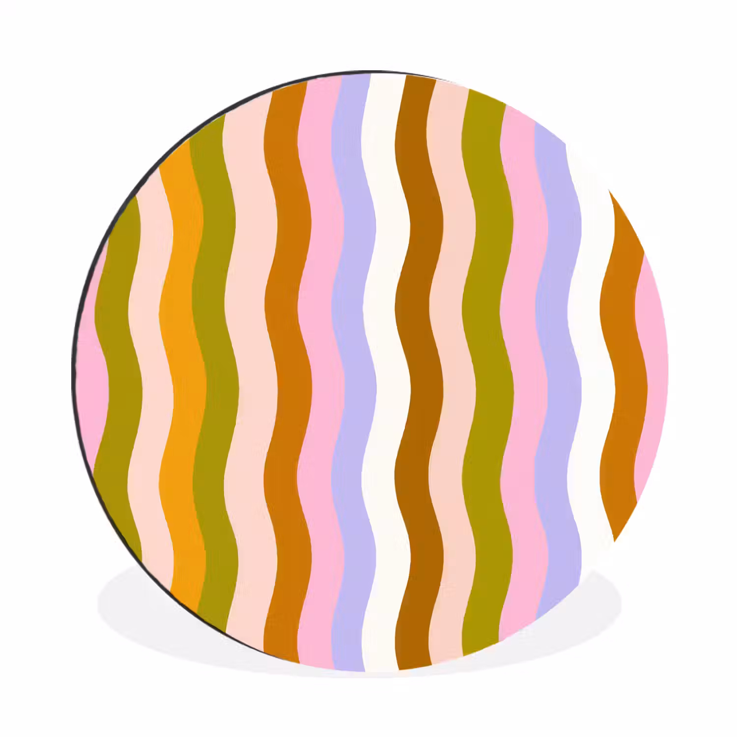 lijnen - Golven - Pastelkleuren - Patroon Wandcirkel aluminium klein -3d
