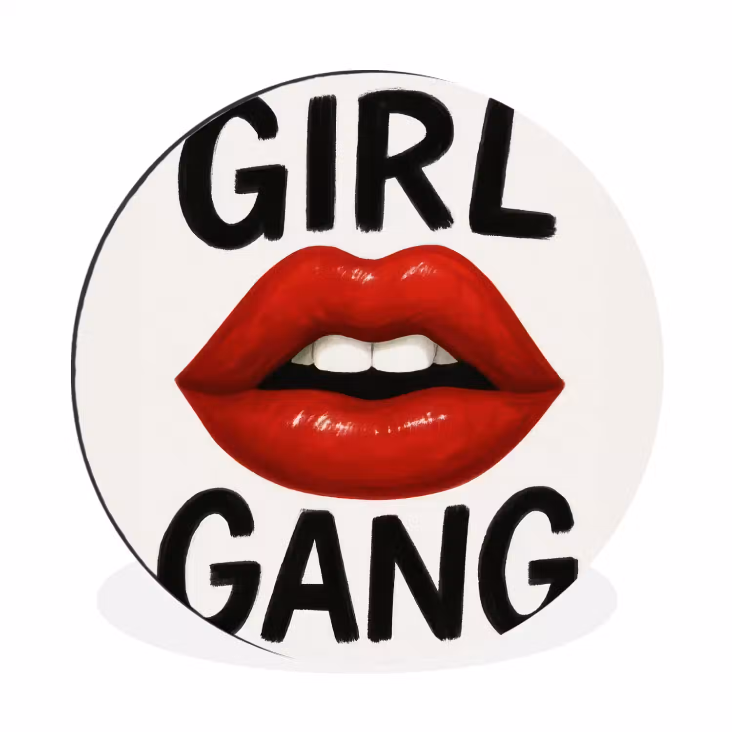 Lip - Girl - Rood - Letters Wandcirkel aluminium klein -3d