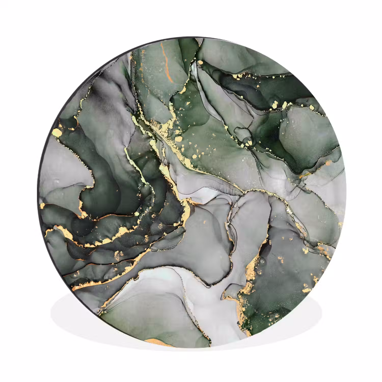 Luxe - Marmer - Groen Wandcirkel aluminium klein -3d
