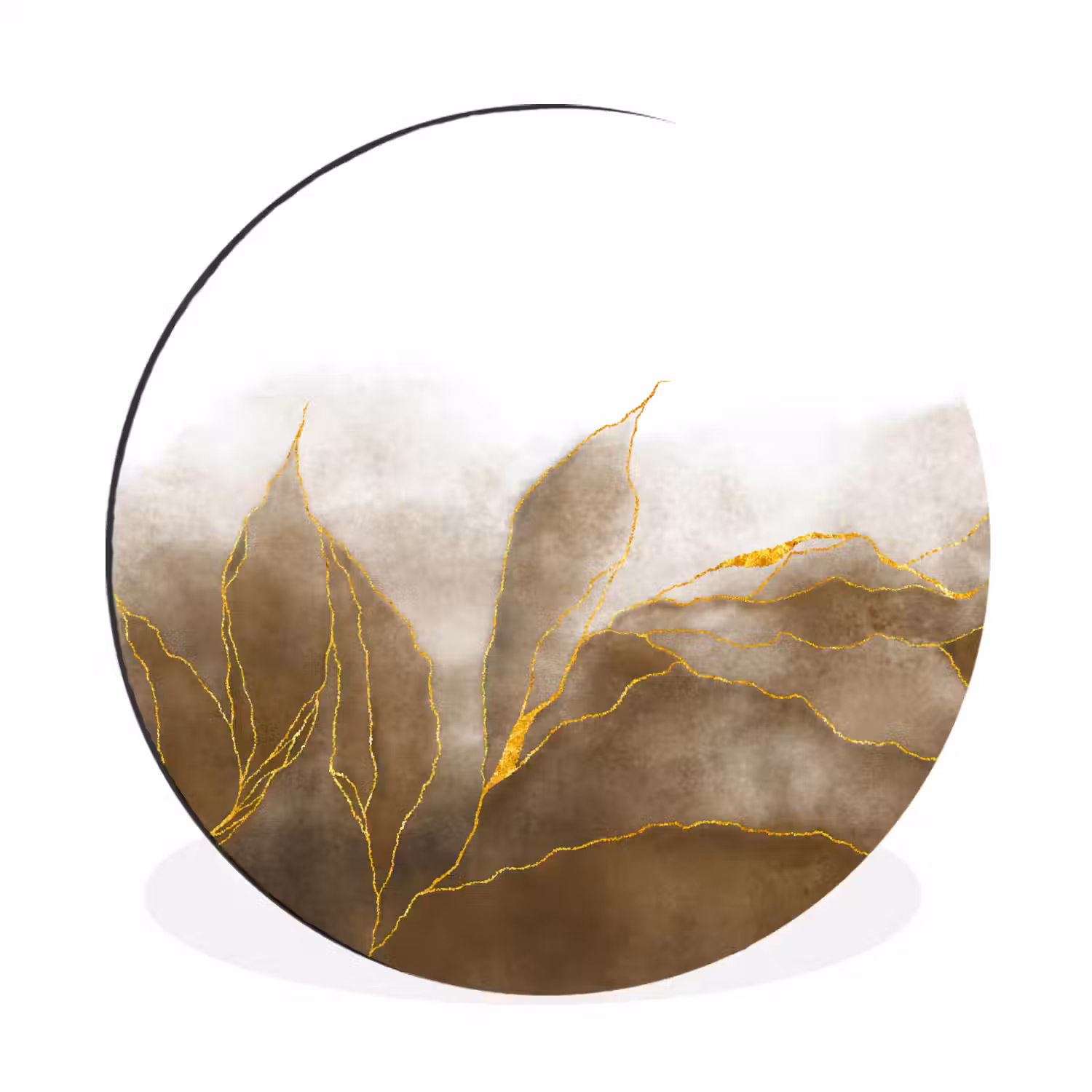 Marmer - Goud - Bruin - Textuur - Marmerlook Wandcirkel aluminium klein -3d