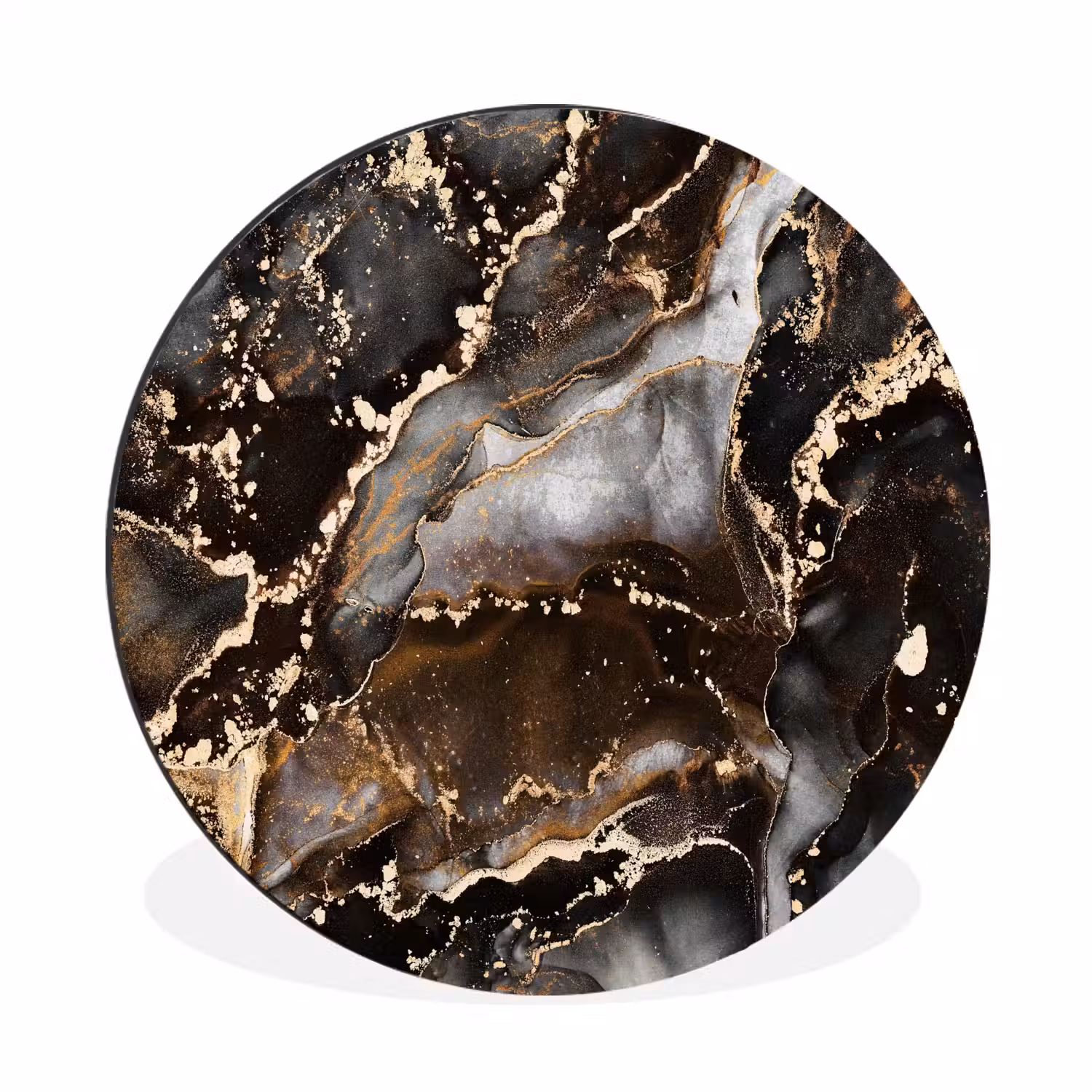 Marmer - Goud - Glitter - Luxe Wandcirkel aluminium klein -3d