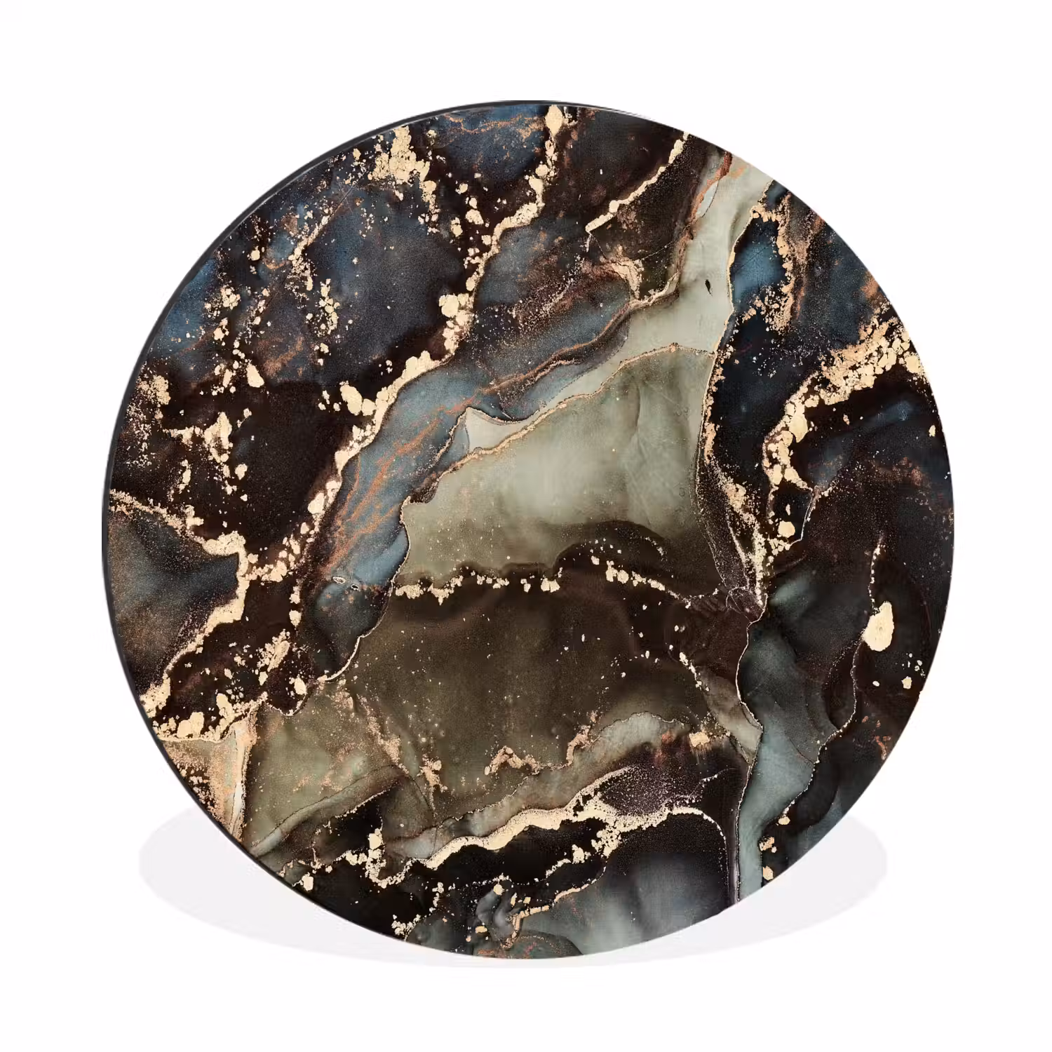 Marmer - Goud - Groen Wandcirkel aluminium klein -3d