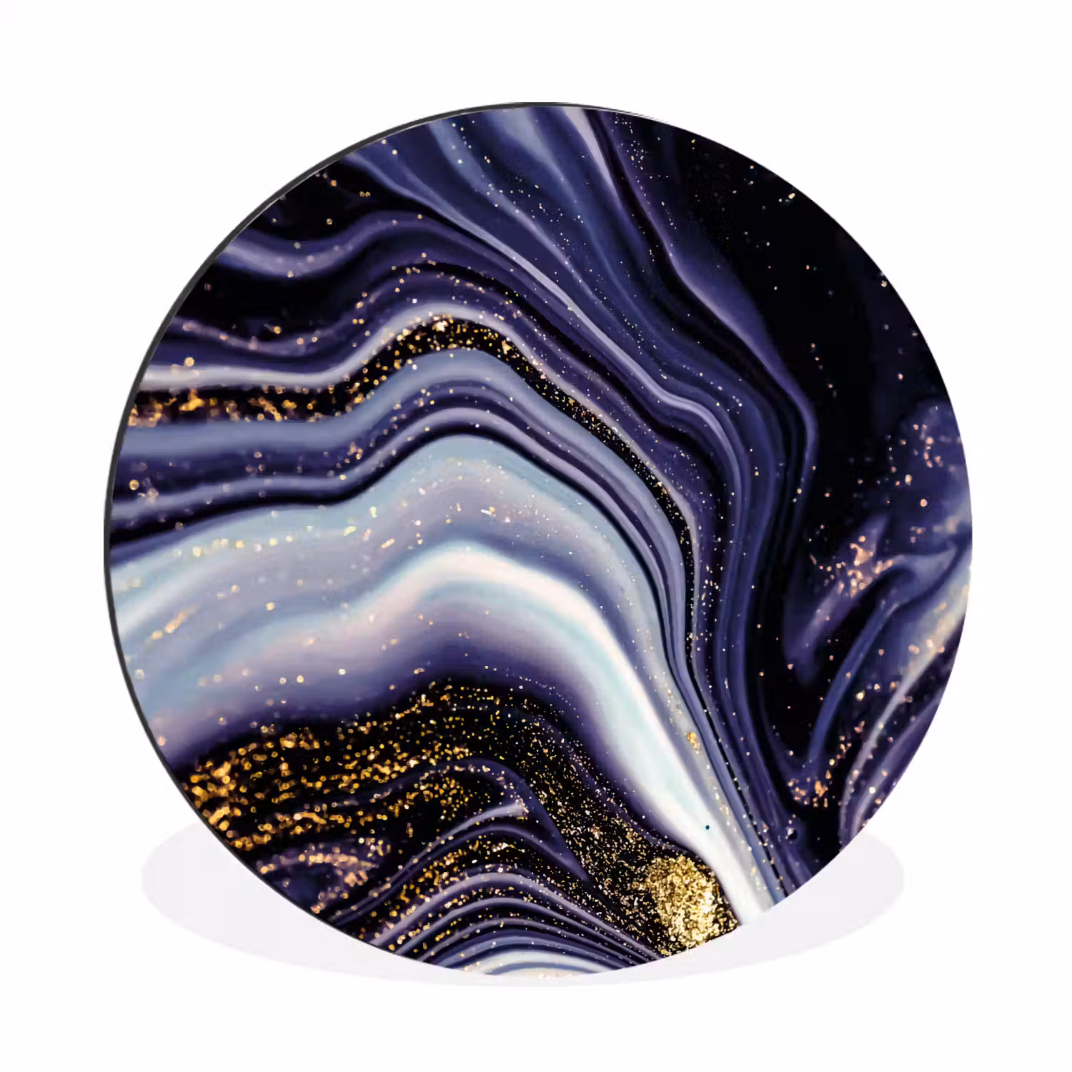 Marmer - Paars - Luxe - Marmerlook - Glitter Wandcirkel aluminium klein -3d