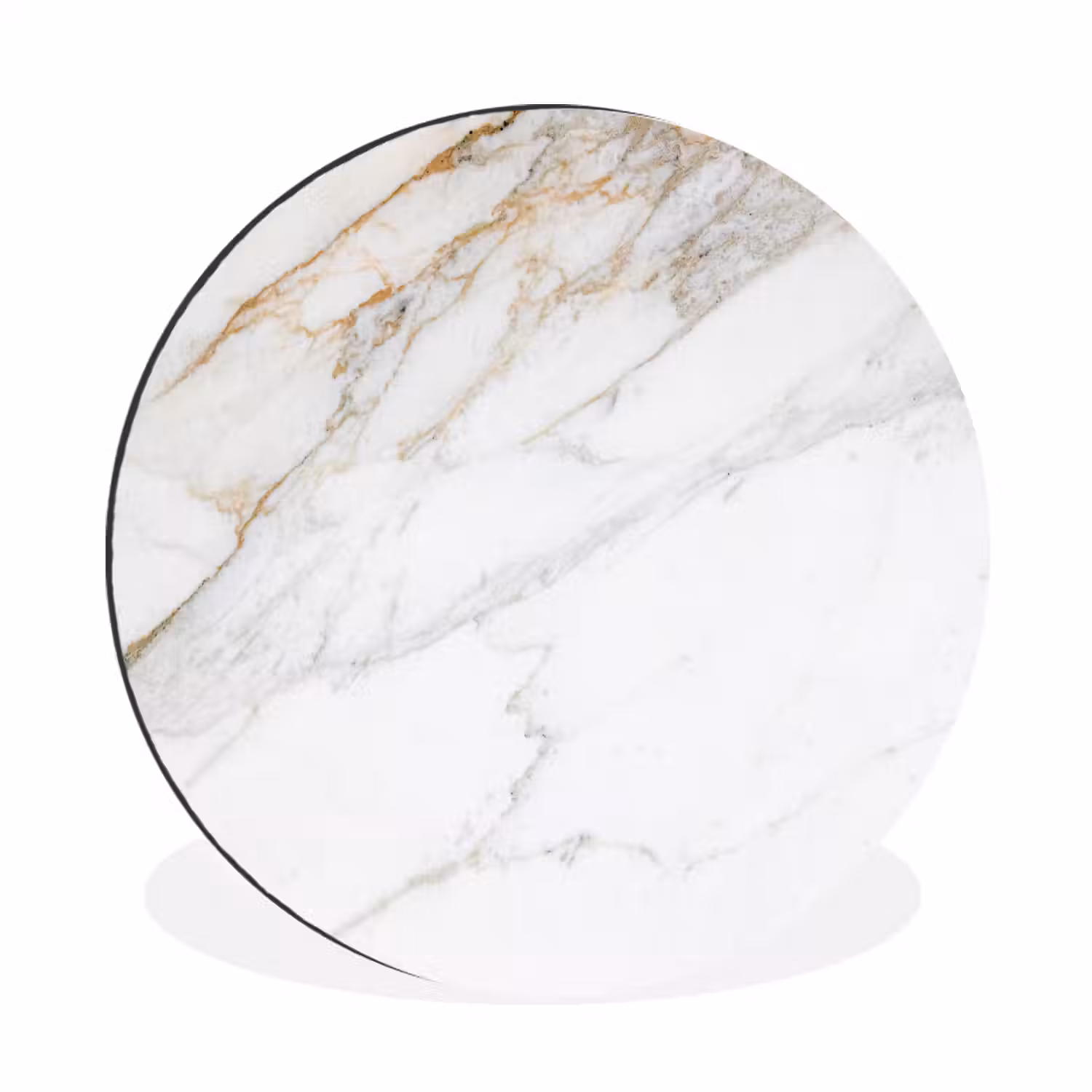 Marmer - Steen - Wit - Goud - Marmerlook - Steen - Luxe Wandcirkel aluminium klein -3d