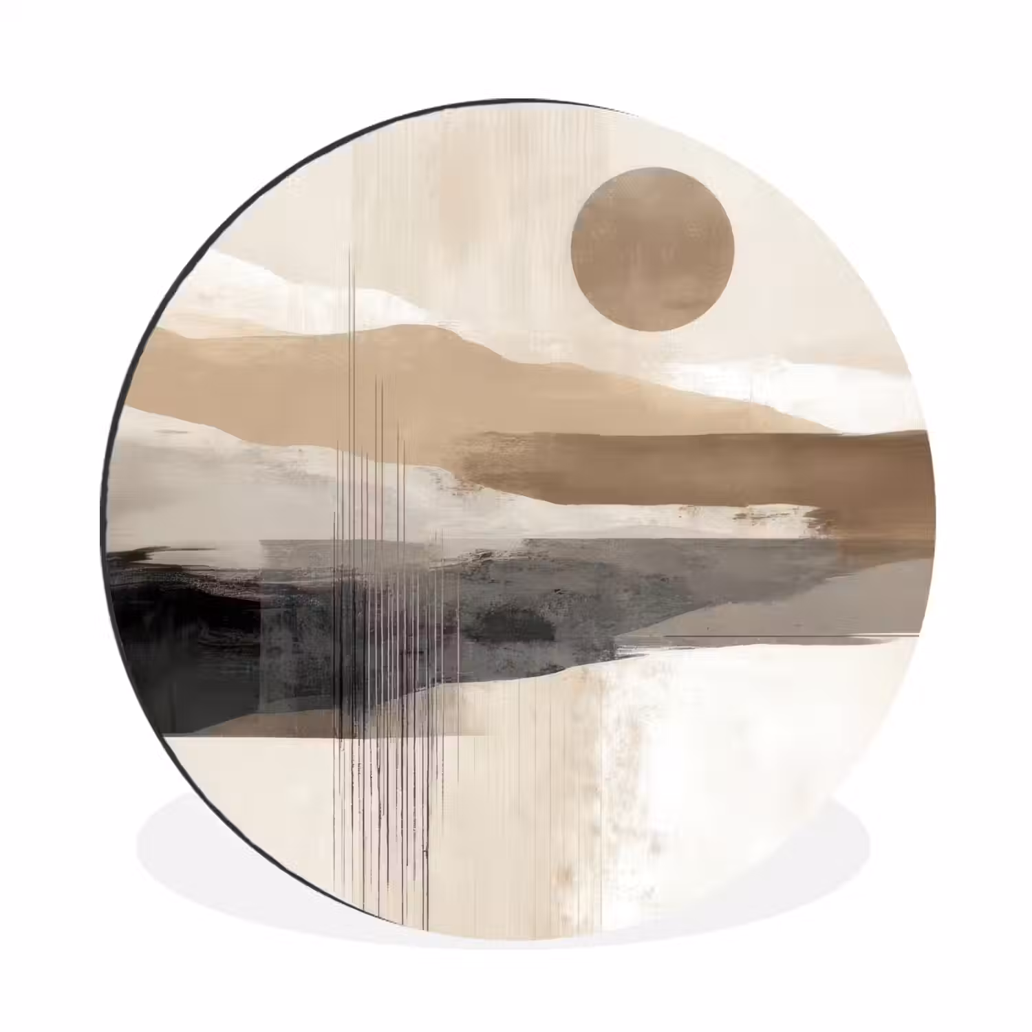 Minimalistisch - Landschap - Dimensie Wandcirkel aluminium klein -3d