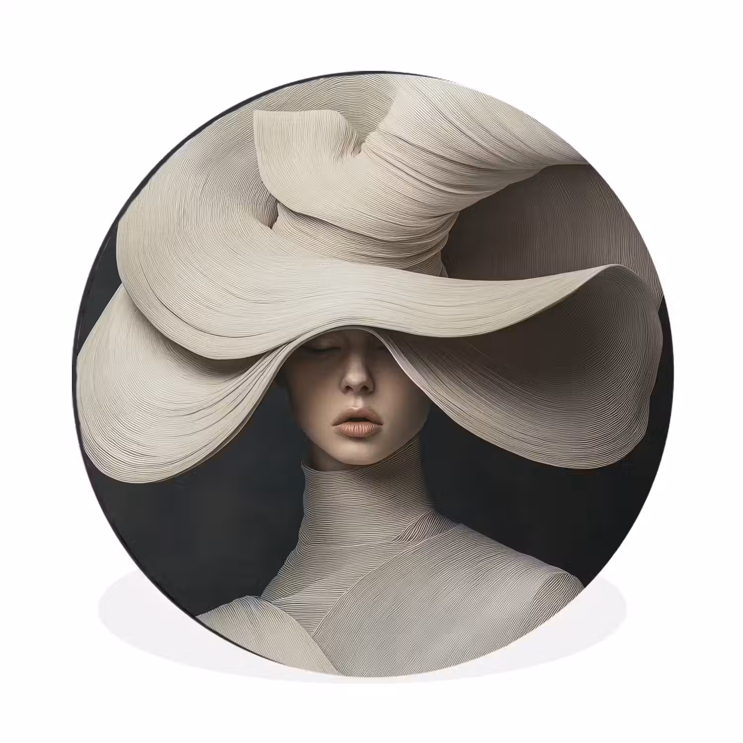 Modern - Vrouw - Hoed Wandcirkel aluminium klein -3d
