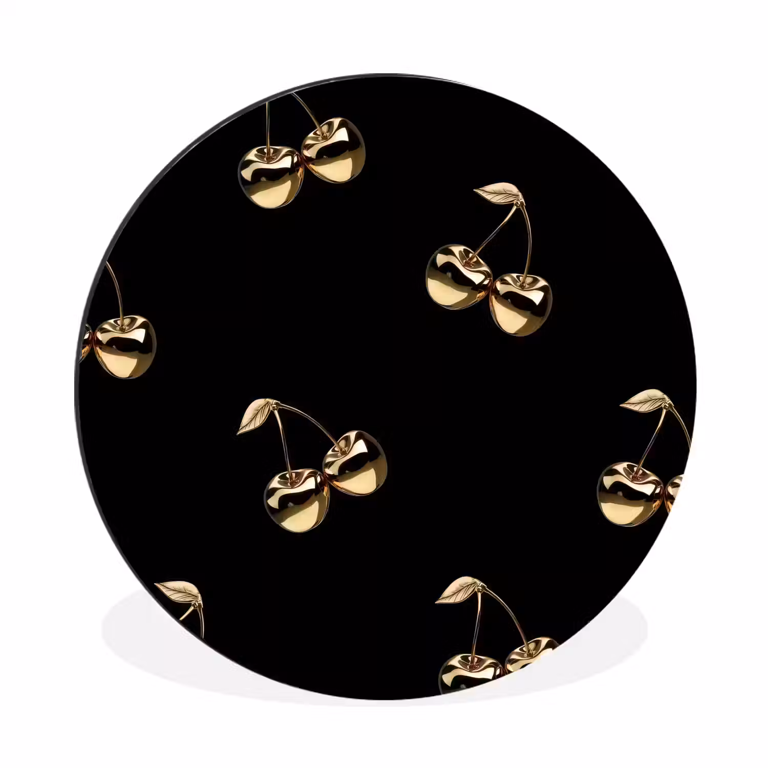 Patroon - Kersen - Goud - Chrome Wandcirkel aluminium klein -3d