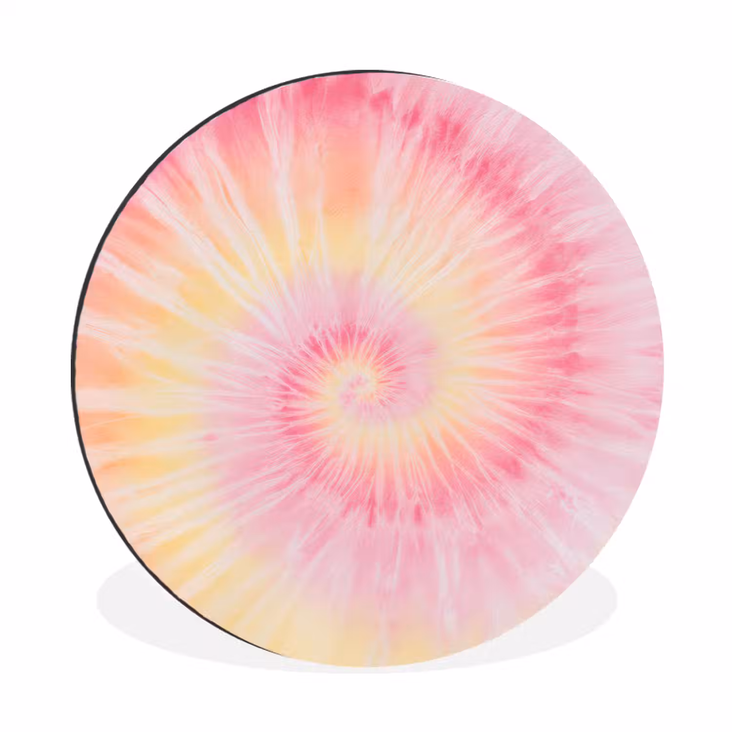 Patroon - Tie Dye - Pasteltinten - Roze Wandcirkel aluminium klein -3d