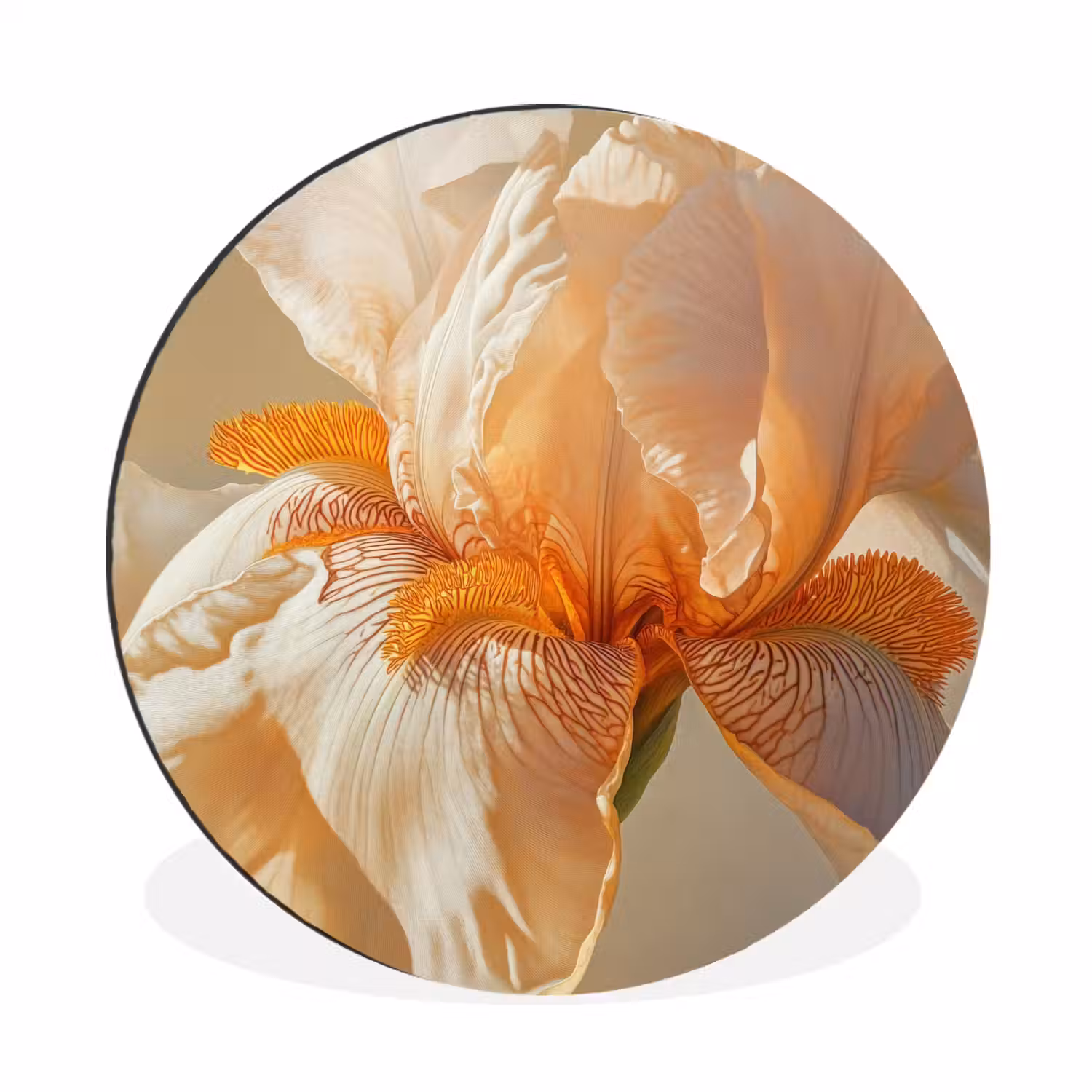 Close up - Oranje - Iris Wandcirkel aluminium klein -3d
