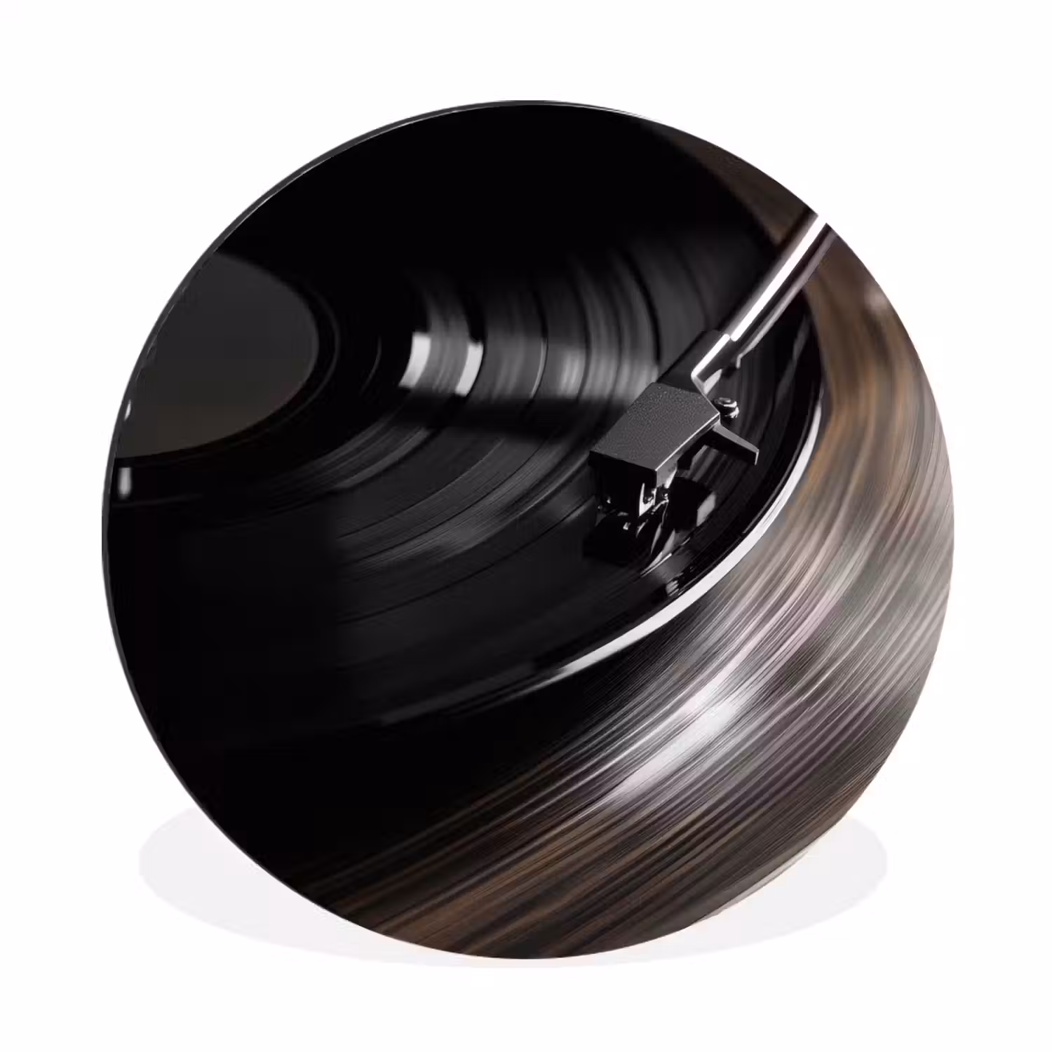 Close-up - Vinylplaat - Platenspeler - Zwart Wandcirkel aluminium klein -3d