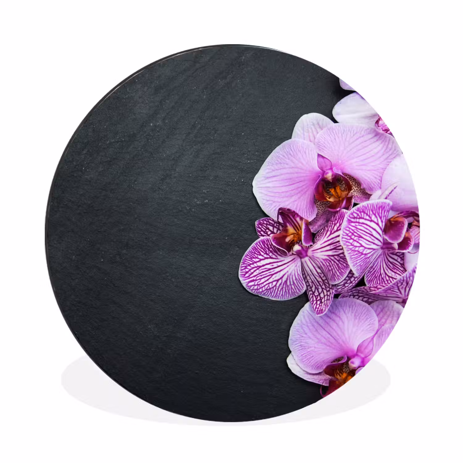 Orchidee - Bloemen - Roze - Flora Wandcirkel aluminium klein -3d