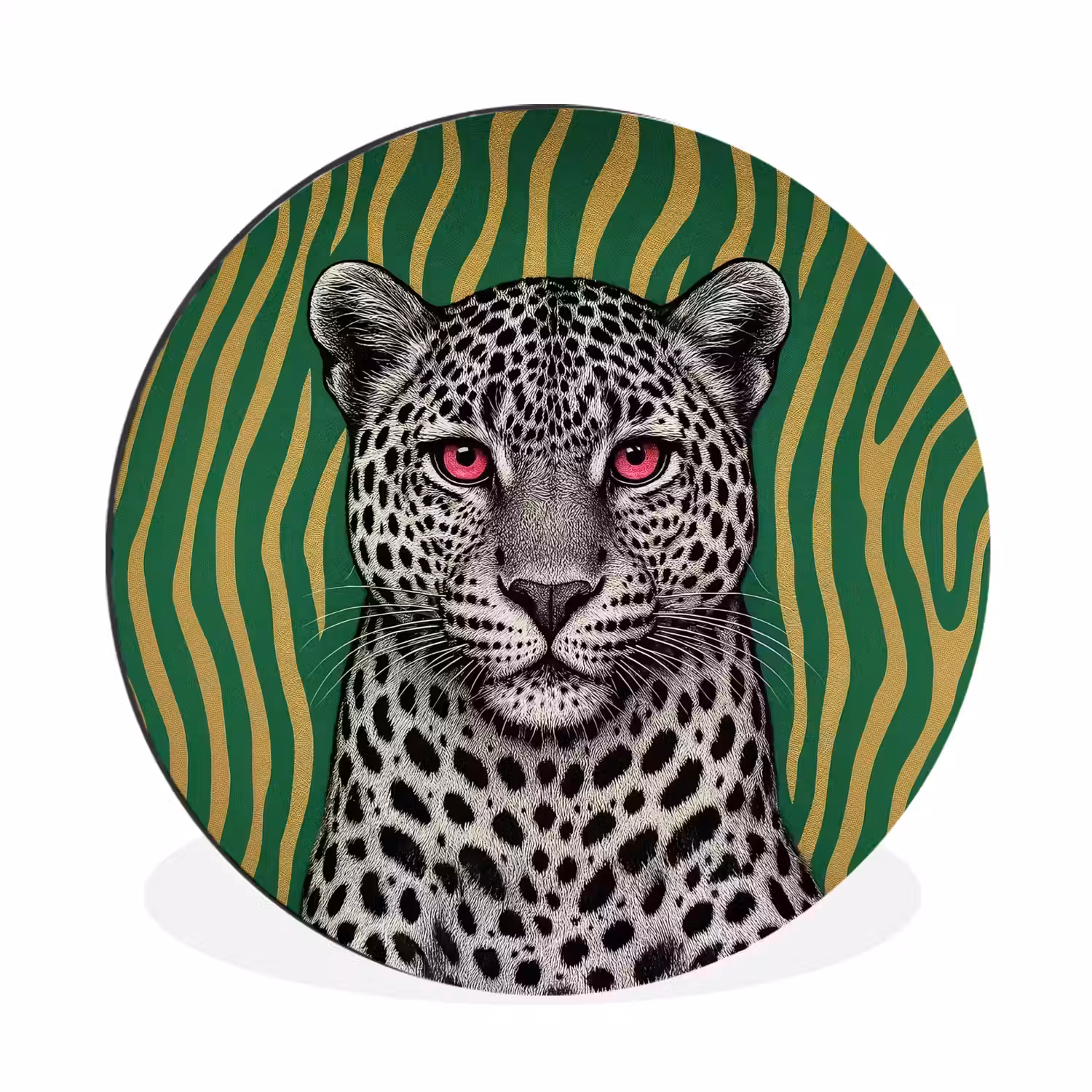 Panter - Zebrapatroon - Groen Wandcirkel aluminium klein -3d