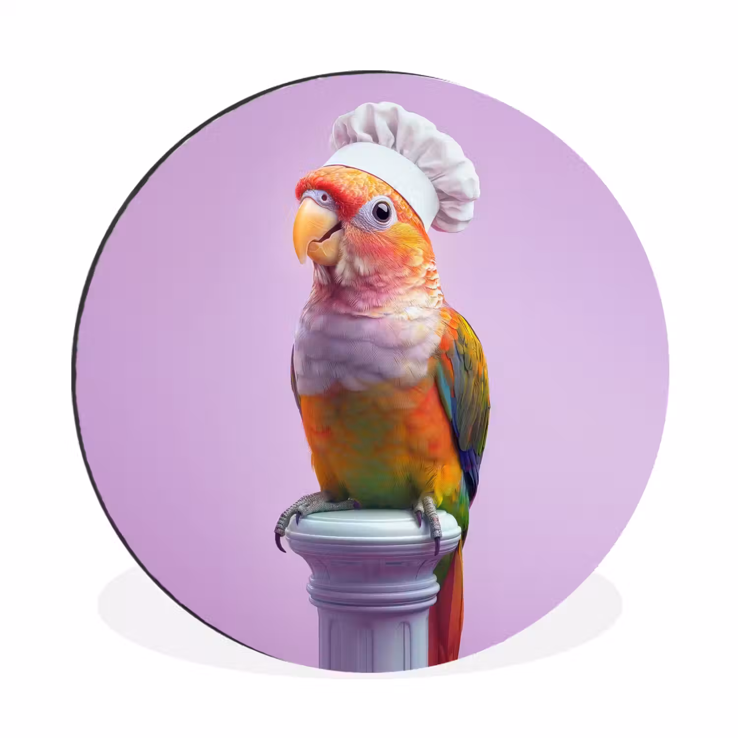 Papegaai - Koksmuts - Pilaar - Vogel Wandcirkel aluminium klein -3d