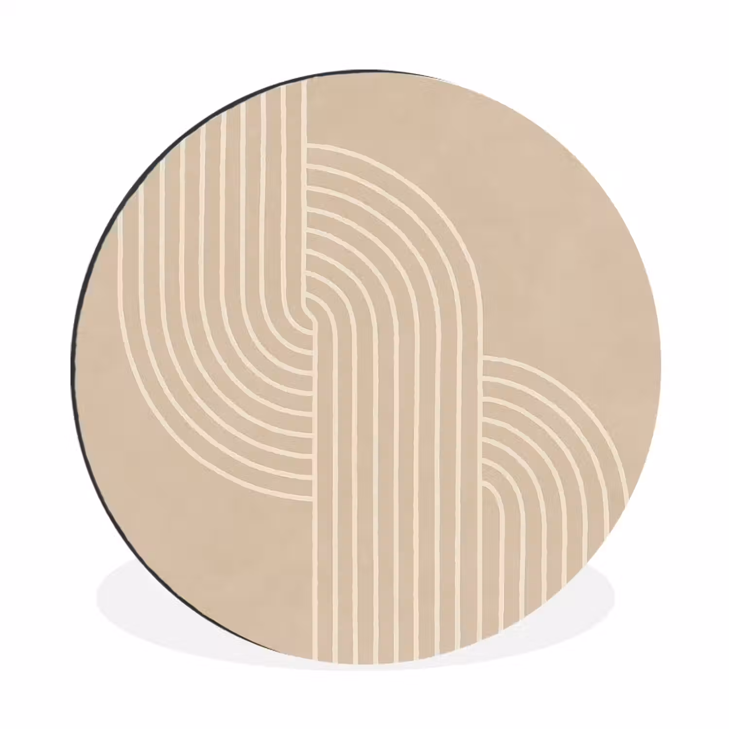 Parallelle lijnen - Lichte textuur - Beige Wandcirkel aluminium klein -3d