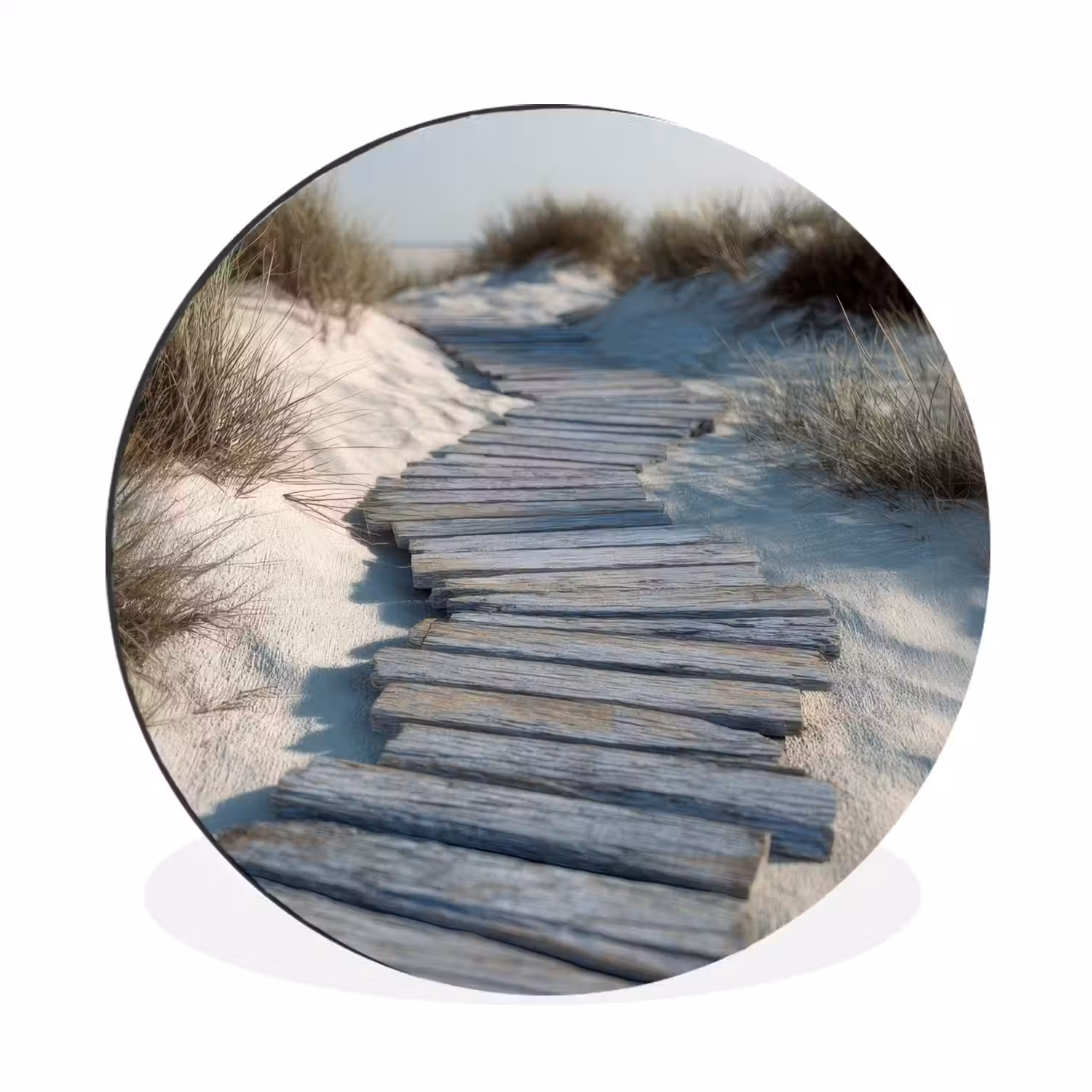 Pad - Planken - Duinen - Gras Wandcirkel aluminium klein -3d