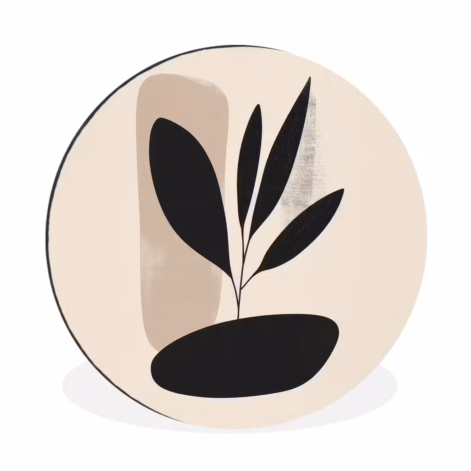 Plant - Beige - Japandi Wandcirkel aluminium klein -3d