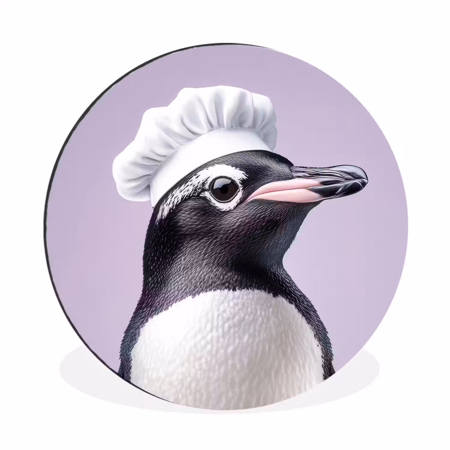 Pinguïn - Koksmuts - Lief - Paars Wandcirkel aluminium klein -3d