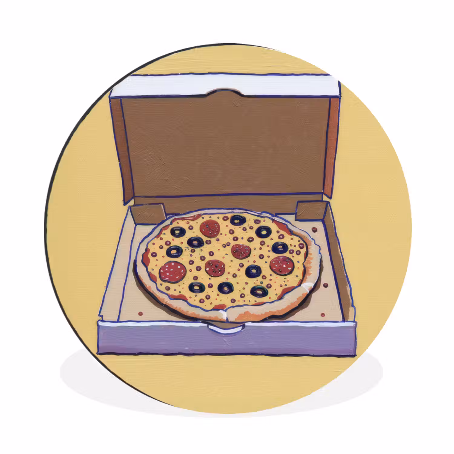 Pizza - Doos - Salami - Illustratie Wandcirkel aluminium klein -3d