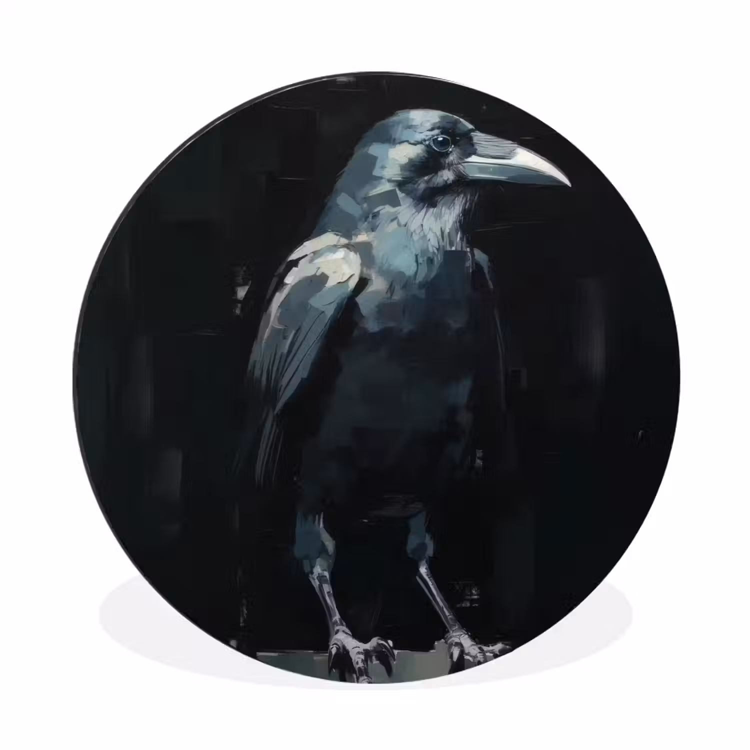 Raaf - Vogels - Zwart Wandcirkel aluminium klein -3d