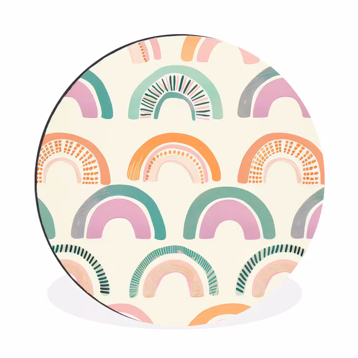 Regenboog - Pastel - Patroon Wandcirkel aluminium klein -3d