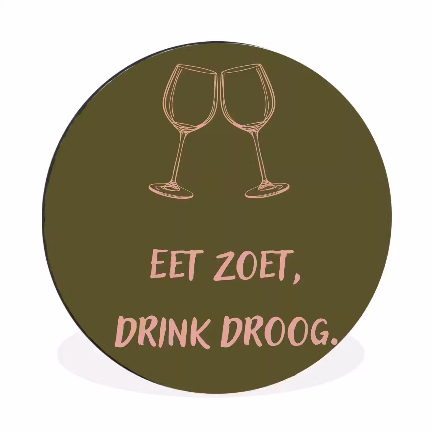 Roze - Groen - Wijn - Quote Wandcirkel aluminium klein -3d