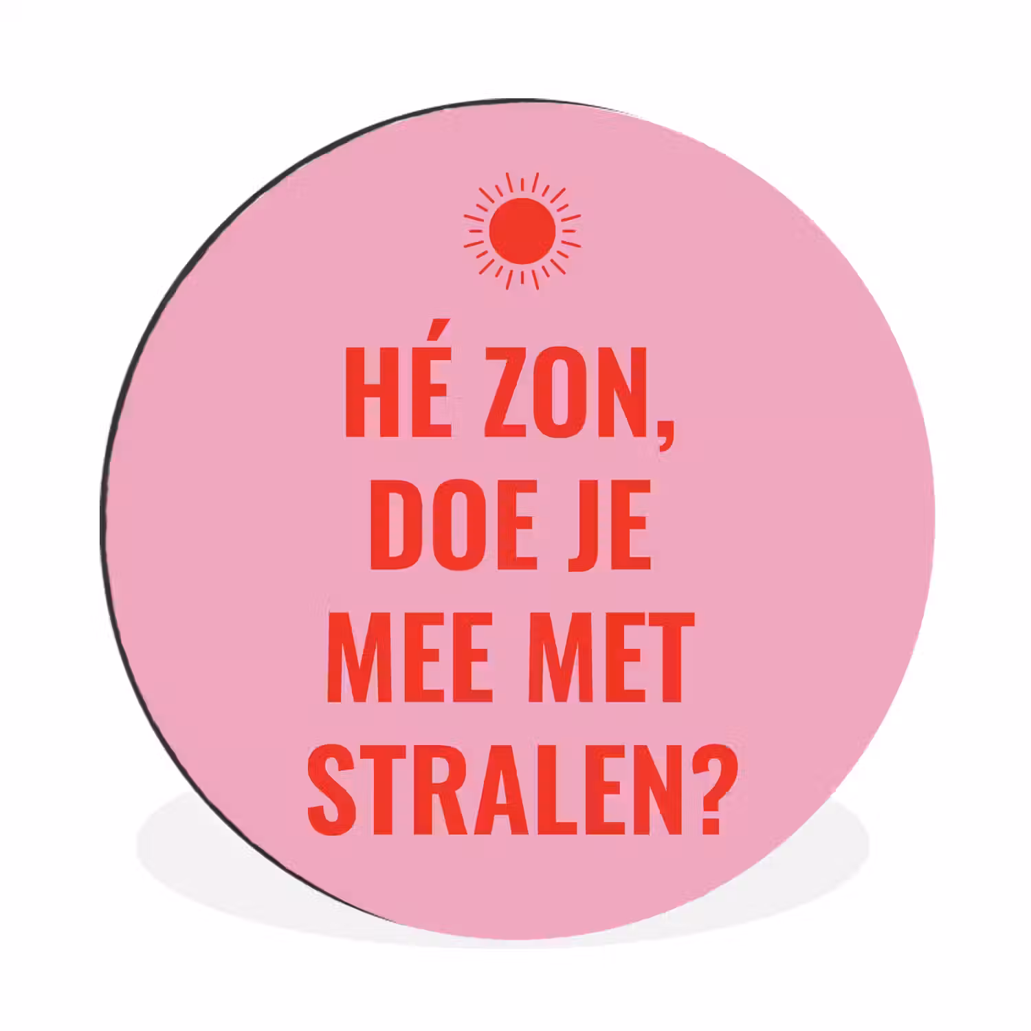 Roze - Zon - Quote Wandcirkel aluminium klein -3d